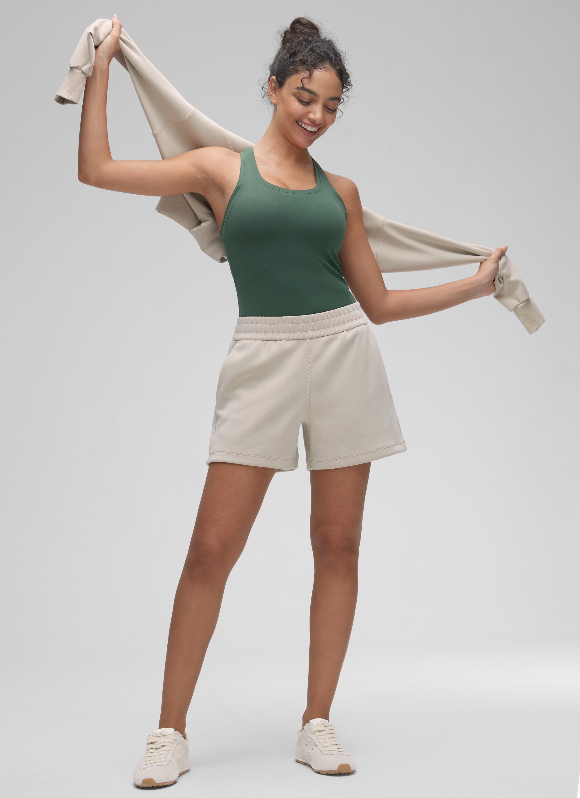 CRZ YOGA Damen Butterluxe Racerback Ärmelloses Shirt Dunkles Waldgrün