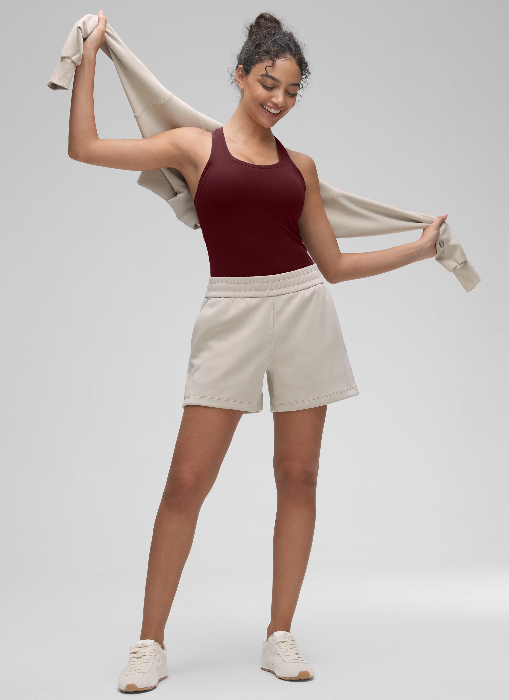 CRZ YOGA Damen Butterluxe Racerback Ärmelloses Shirt Roter Merlot
