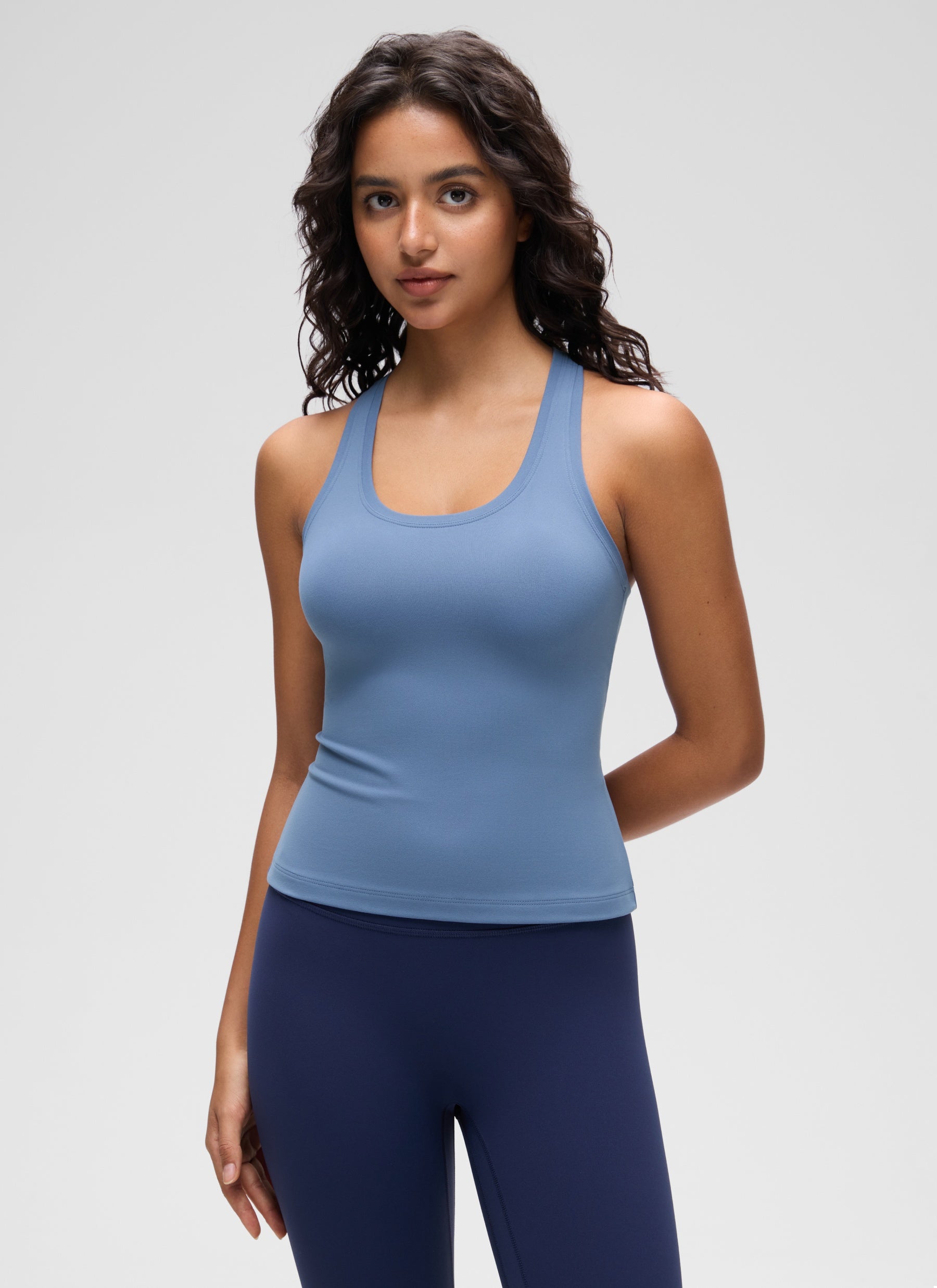 CRZ YOGA Damen Butterluxe Racerback Ärmelloses Shirt Oase Blau