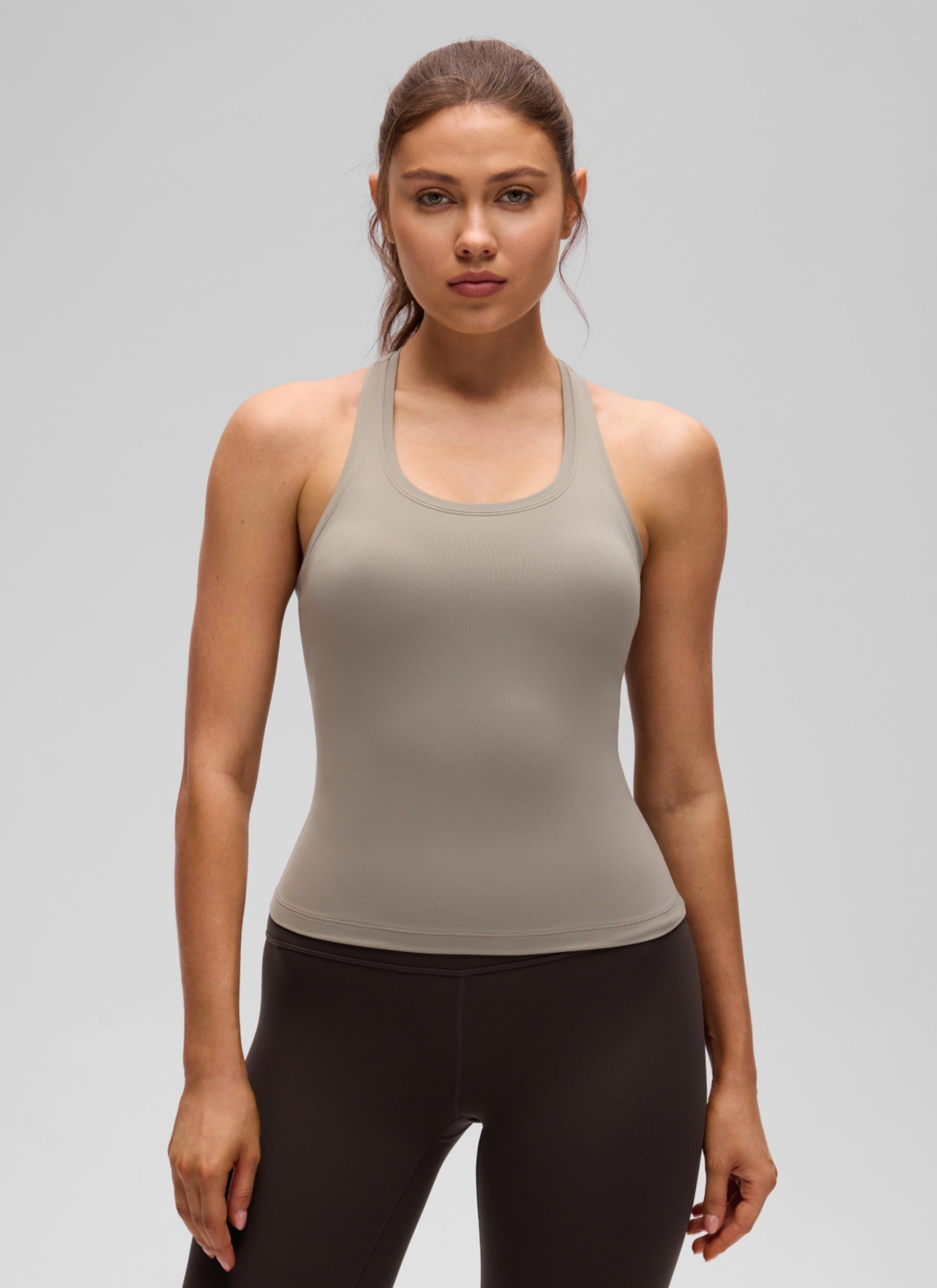 CRZ YOGA Damen Butterluxe Racerback Ärmelloses Shirt Warmes Aschgrau