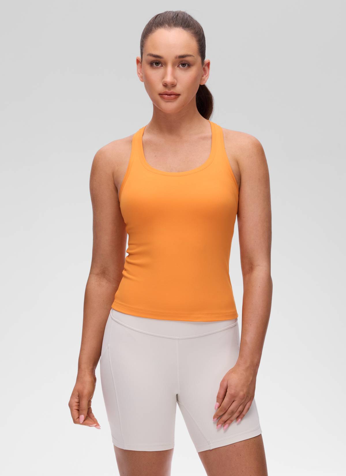 CRZ YOGA Damen Butterluxe Racerback Ärmelloses Shirt Tiger Orange
