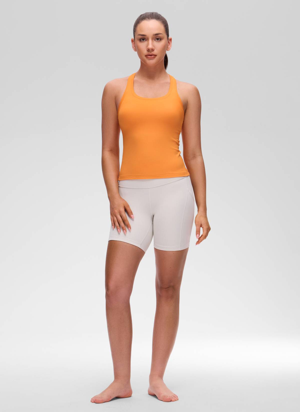 CRZ YOGA Damen Butterluxe Racerback Ärmelloses Shirt Tiger Orange