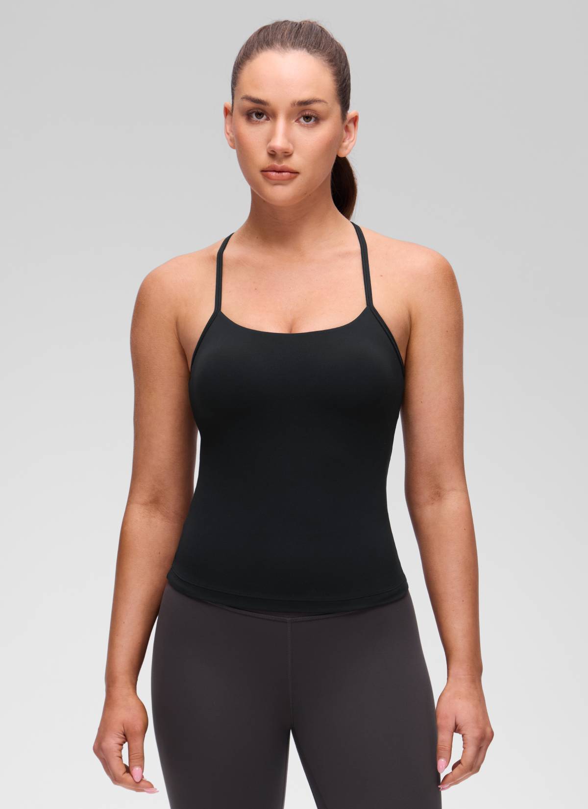 CRZ YOGA Damen Butterluxe Racerback Crew Ausschnitt Tank Top Schwarz
