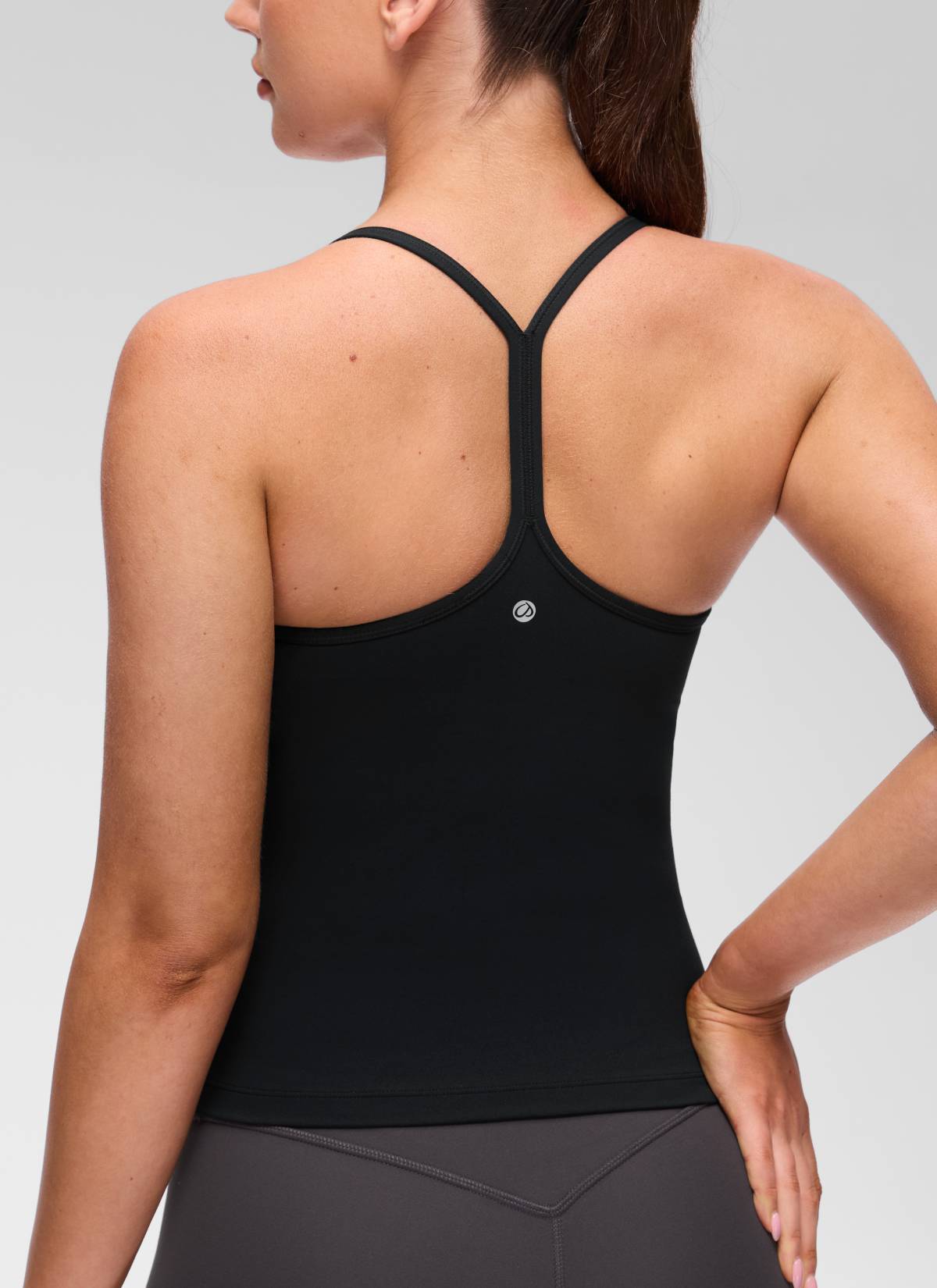 CRZ YOGA Damen Butterluxe Racerback Crew Ausschnitt Tank Top Schwarz