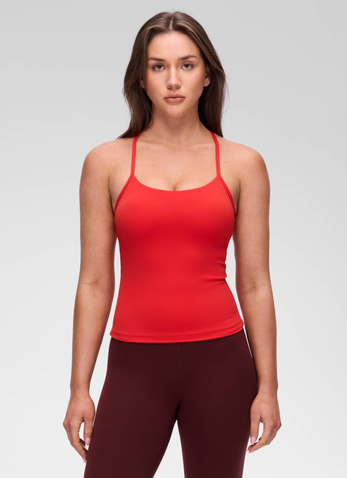 CRZ YOGA Damen Butterluxe Racerback Crew Ausschnitt Tank Top Tiefrot
