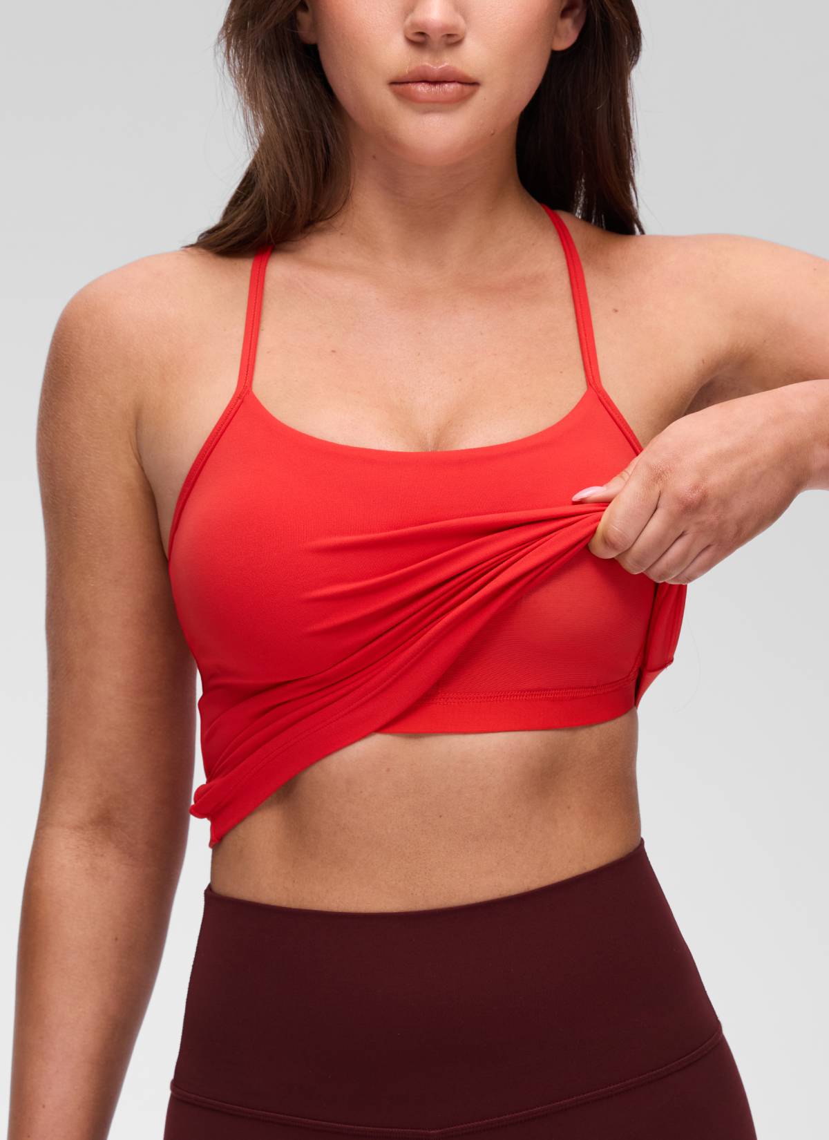 CRZ YOGA Damen Butterluxe Racerback Crew Ausschnitt Tank Top Tiefrot