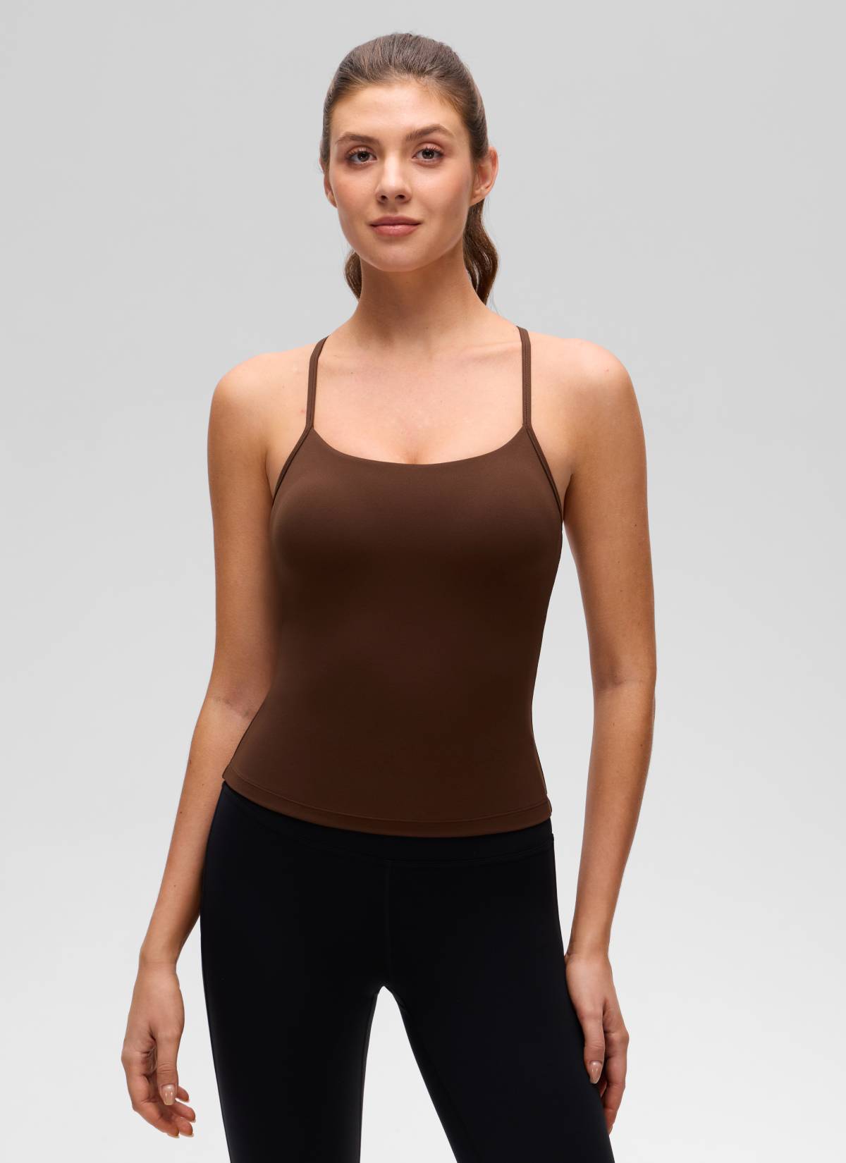 CRZ YOGA Damen Butterluxe Racerback Crew Ausschnitt Tank Top Lava Braun