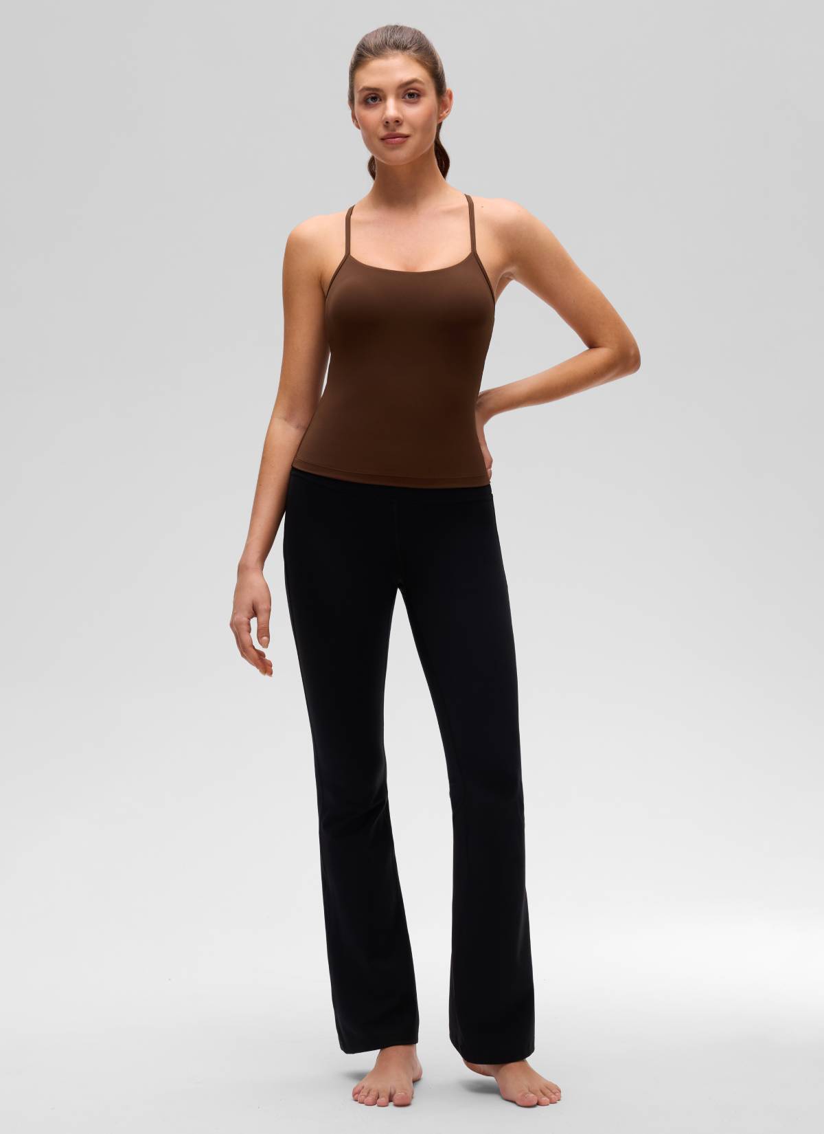 CRZ YOGA Damen Butterluxe Racerback Crew Ausschnitt Tank Top Lava Braun