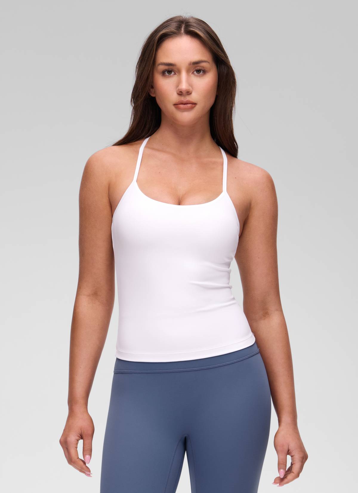 CRZ YOGA Damen Butterluxe Racerback Crew Ausschnitt Tank Top Weiss
