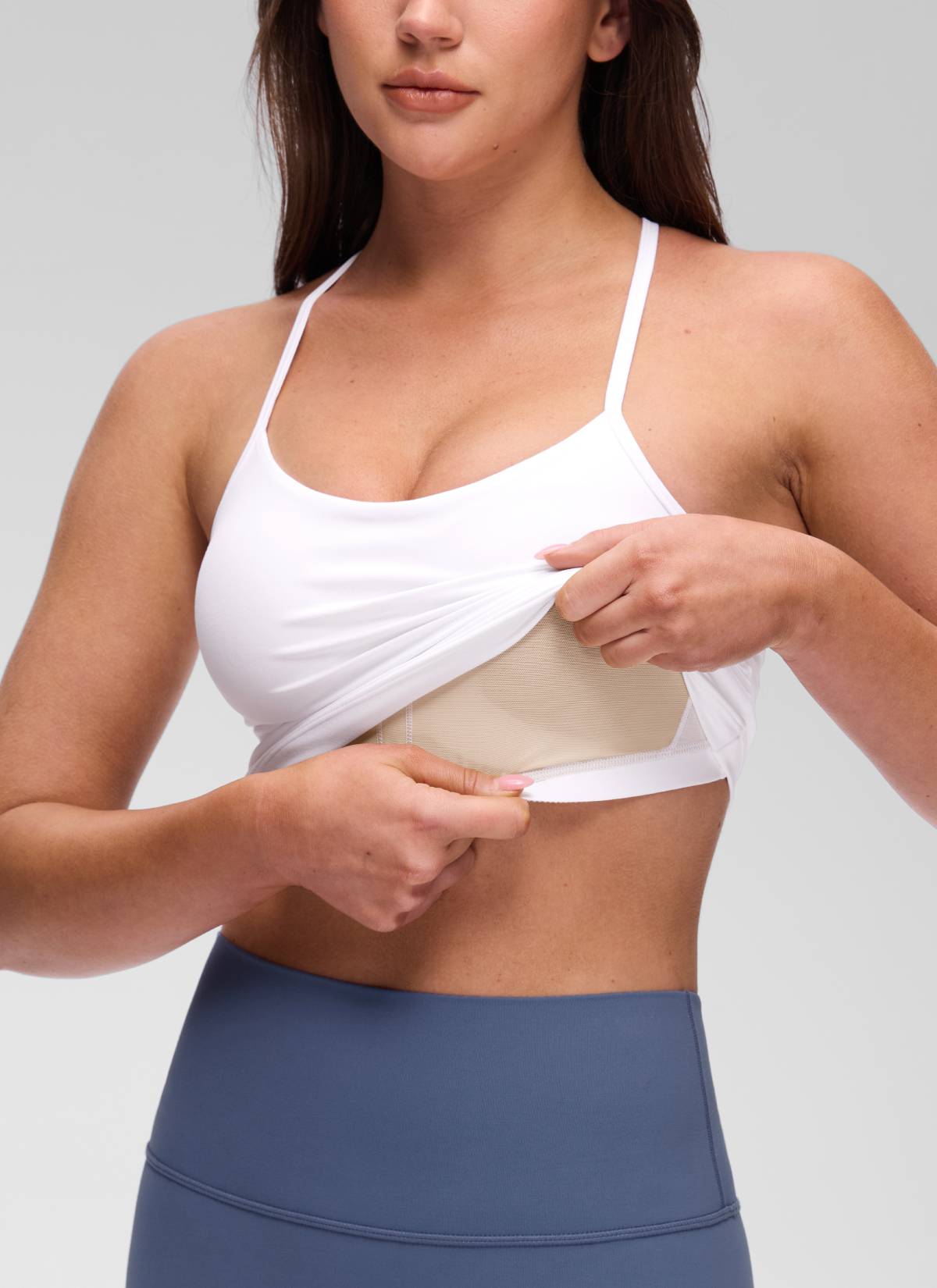 CRZ YOGA Damen Butterluxe Racerback Crew Ausschnitt Tank Top Weiss