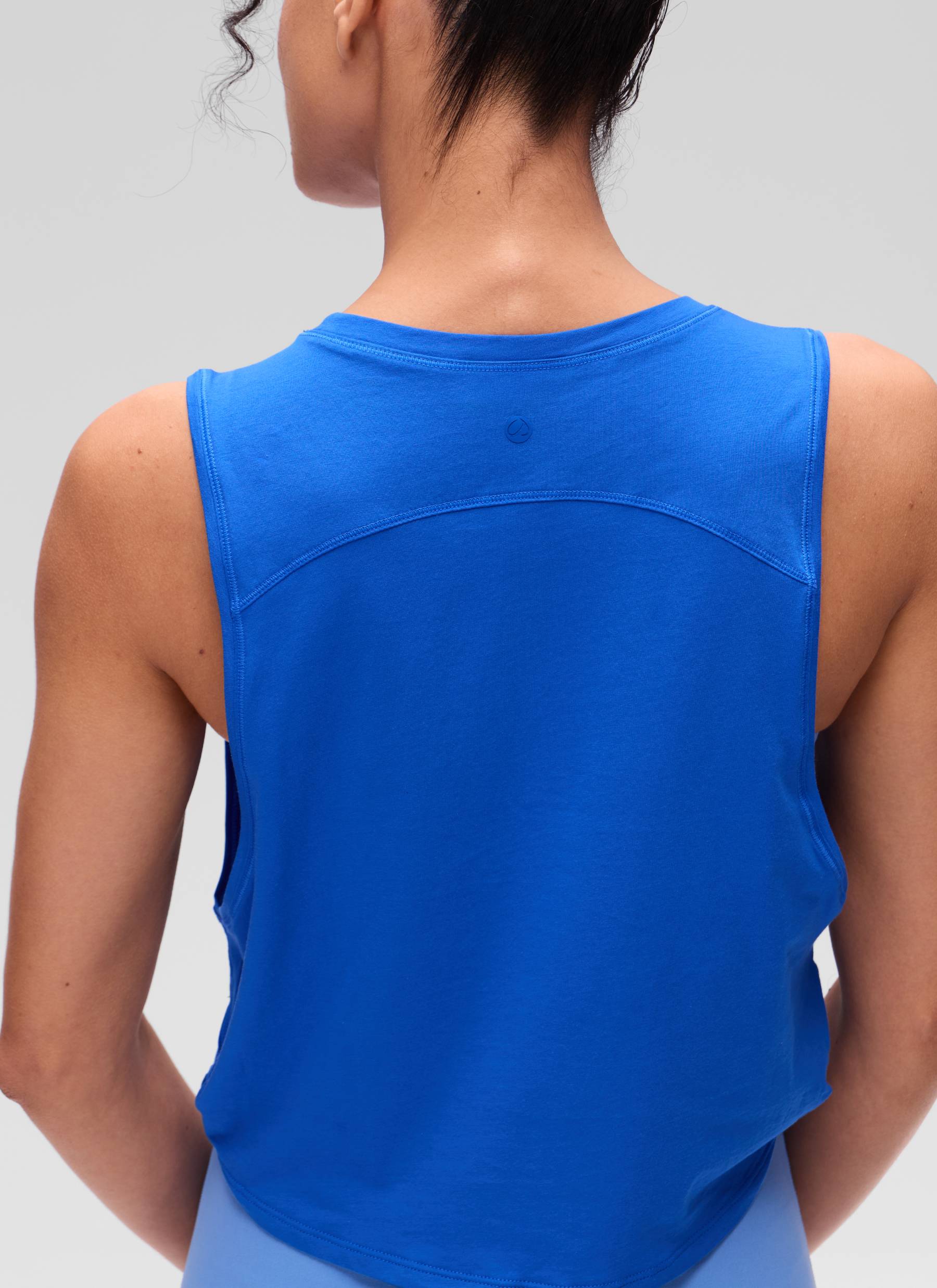CRZ YOGA Damen Ärmelloses Sport Tank Top Leichte Fitness Crop Top Starkes Blau
