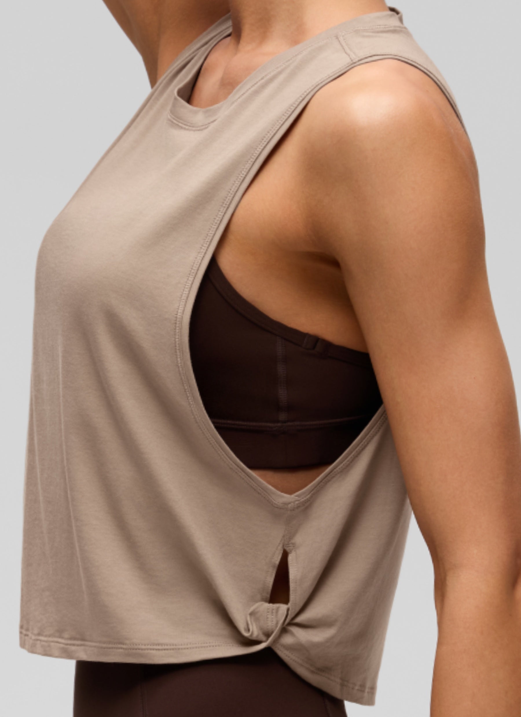 CRZ YOGA Damen Ärmelloses Sport Tank Top Leichte Fitness Crop Top Mörtelfarbe