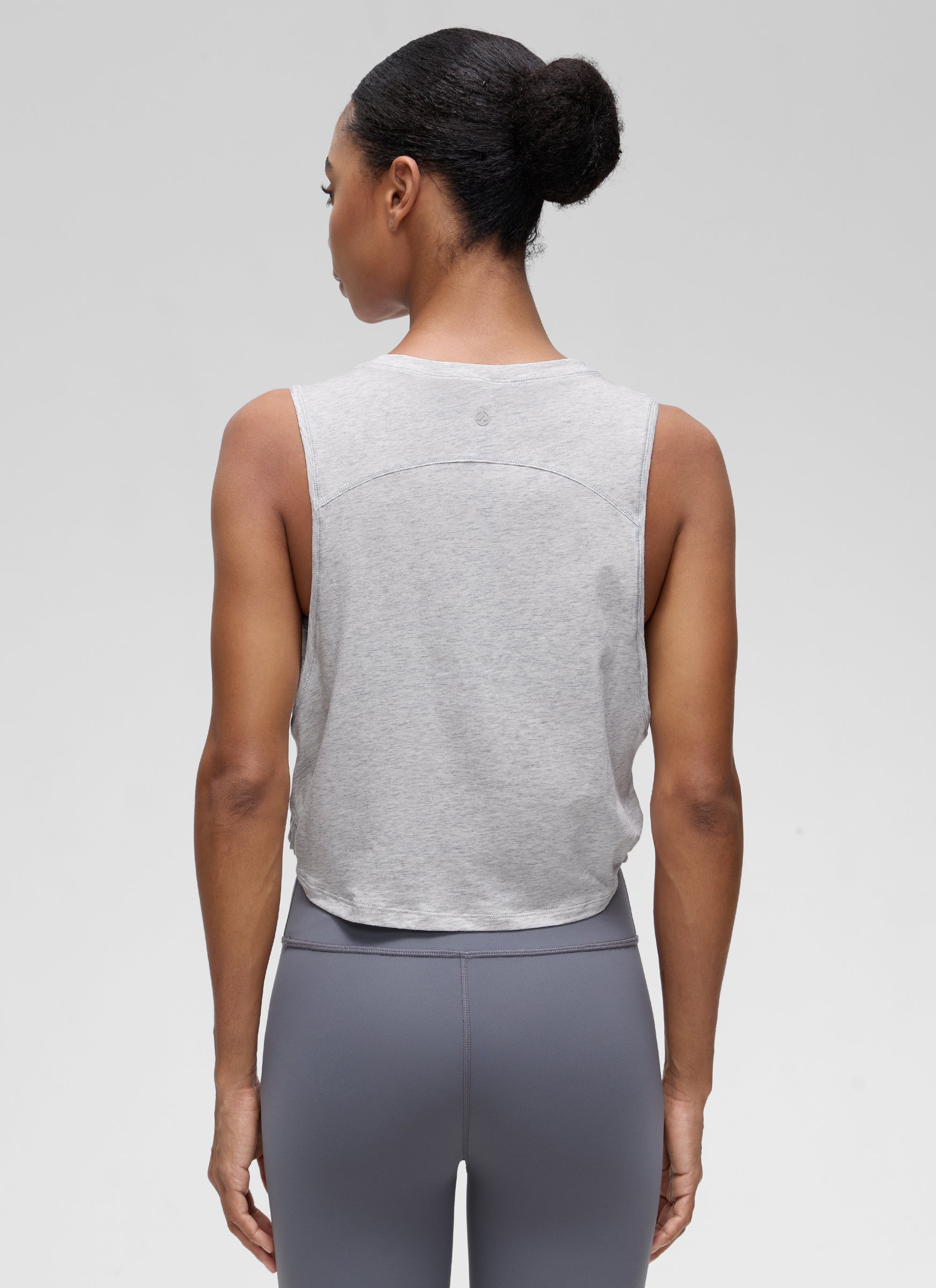 CRZ YOGA Damen Ärmelloses Sport Tank Top Leichte Fitness Crop Top Hellgrau Heidekraut