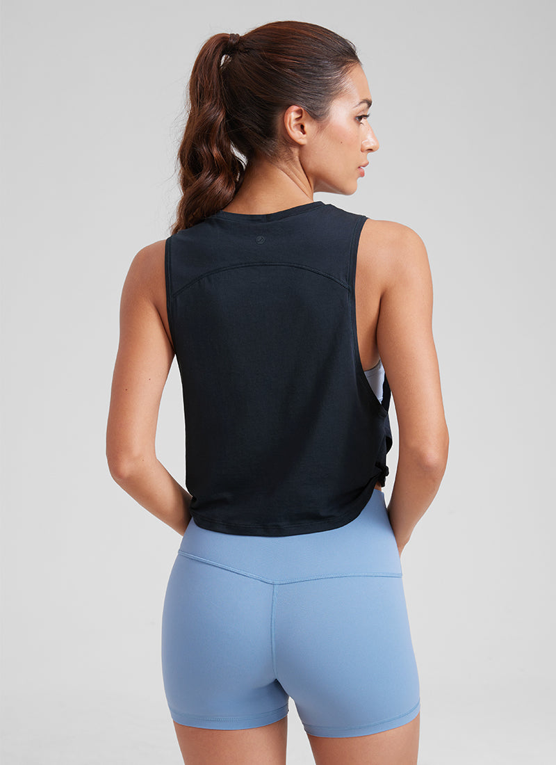 CRZ YOGA Damen Ärmelloses Sport Tank Top Leichte Fitness Crop Top Echte Marine