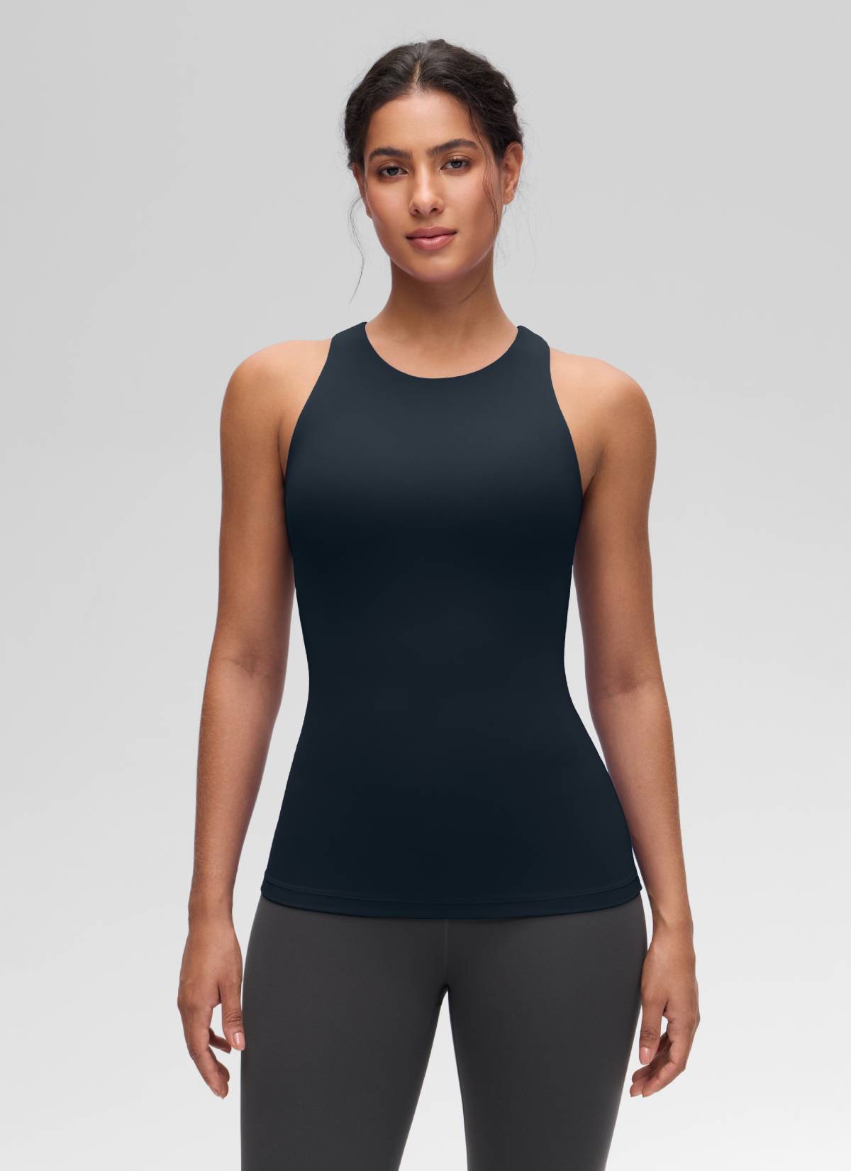 CRZ YOGA Damen Butterluxe Hüftlanges Racerback Gepolstert Tank Top Echte Marine