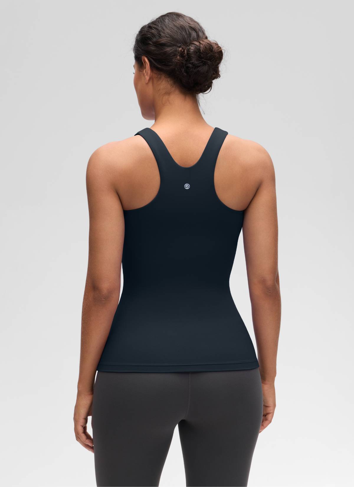 CRZ YOGA Damen Butterluxe Hüftlanges Racerback Gepolstert Tank Top Echte Marine