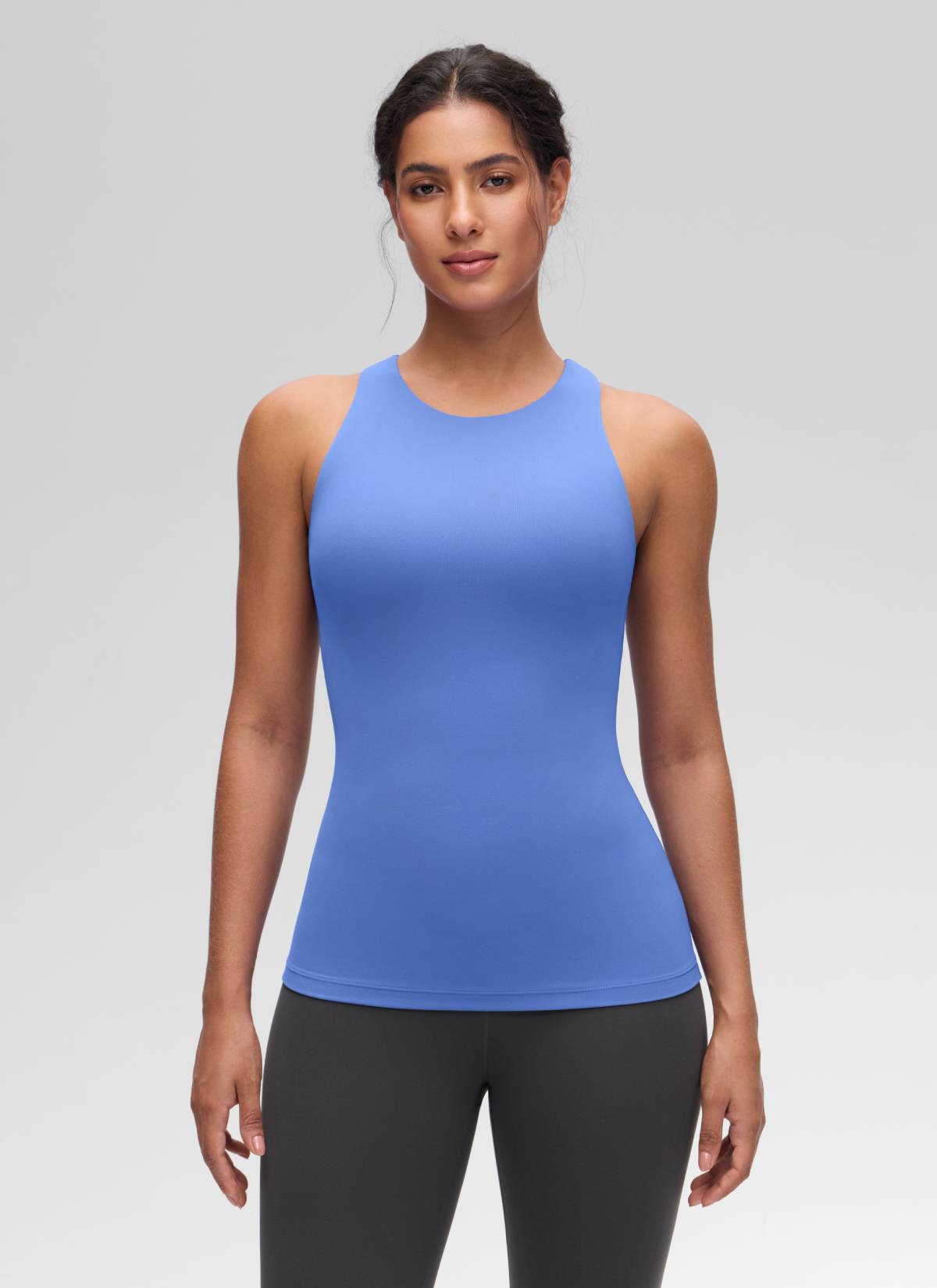 CRZ YOGA Damen Butterluxe Hüftlanges Racerback Gepolstert Tank Top Wildes Indigo