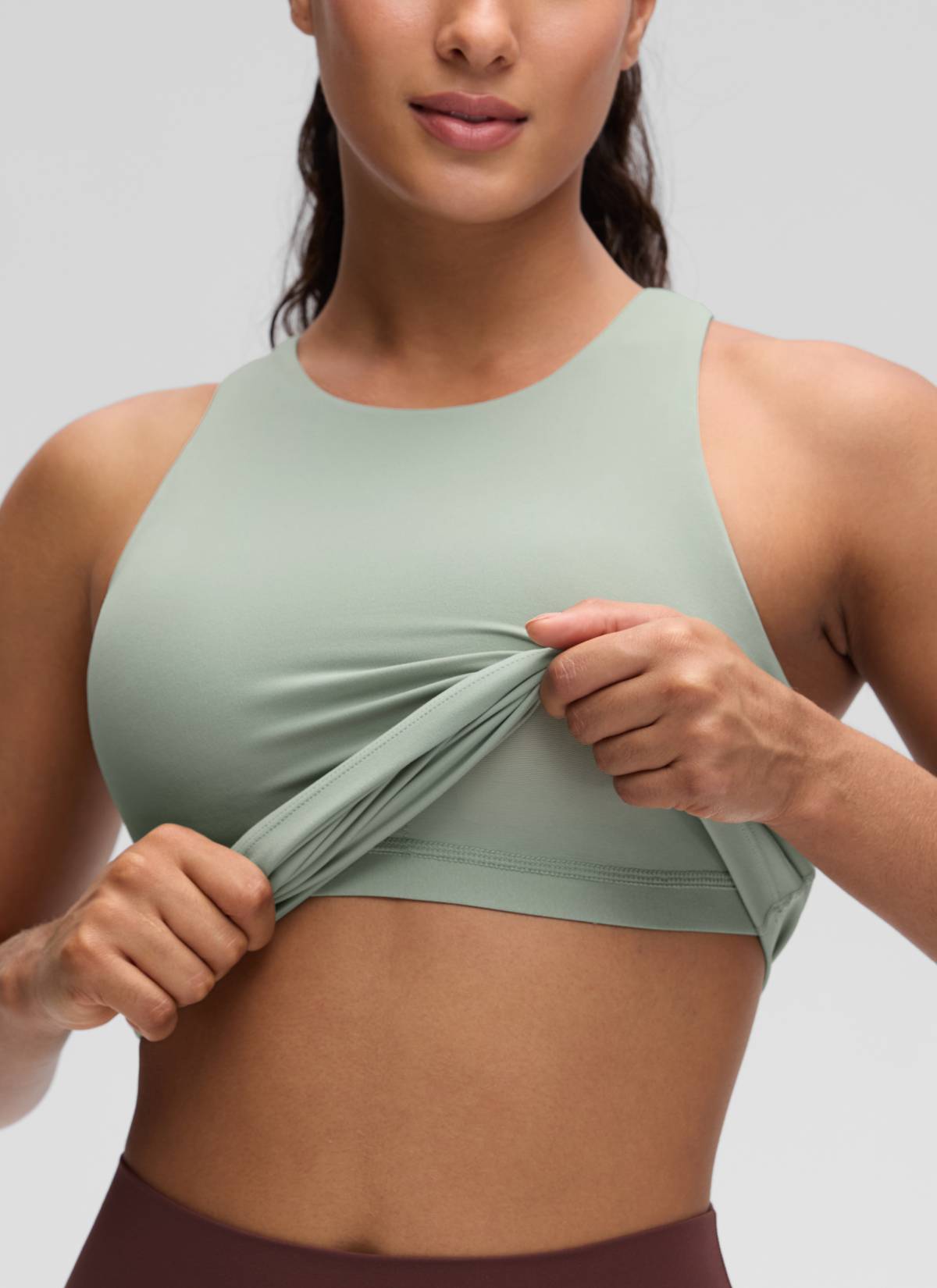 CRZ YOGA Damen Butterluxe Hüftlanges Racerback Gepolstert Tank Top Grüner Palmenhof
