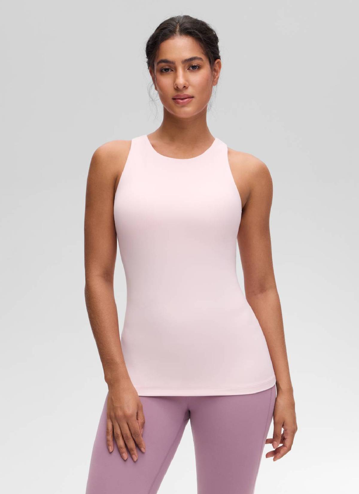 CRZ YOGA Damen Butterluxe Hüftlanges Racerback Gepolstert Tank Top Erdbeerrosa