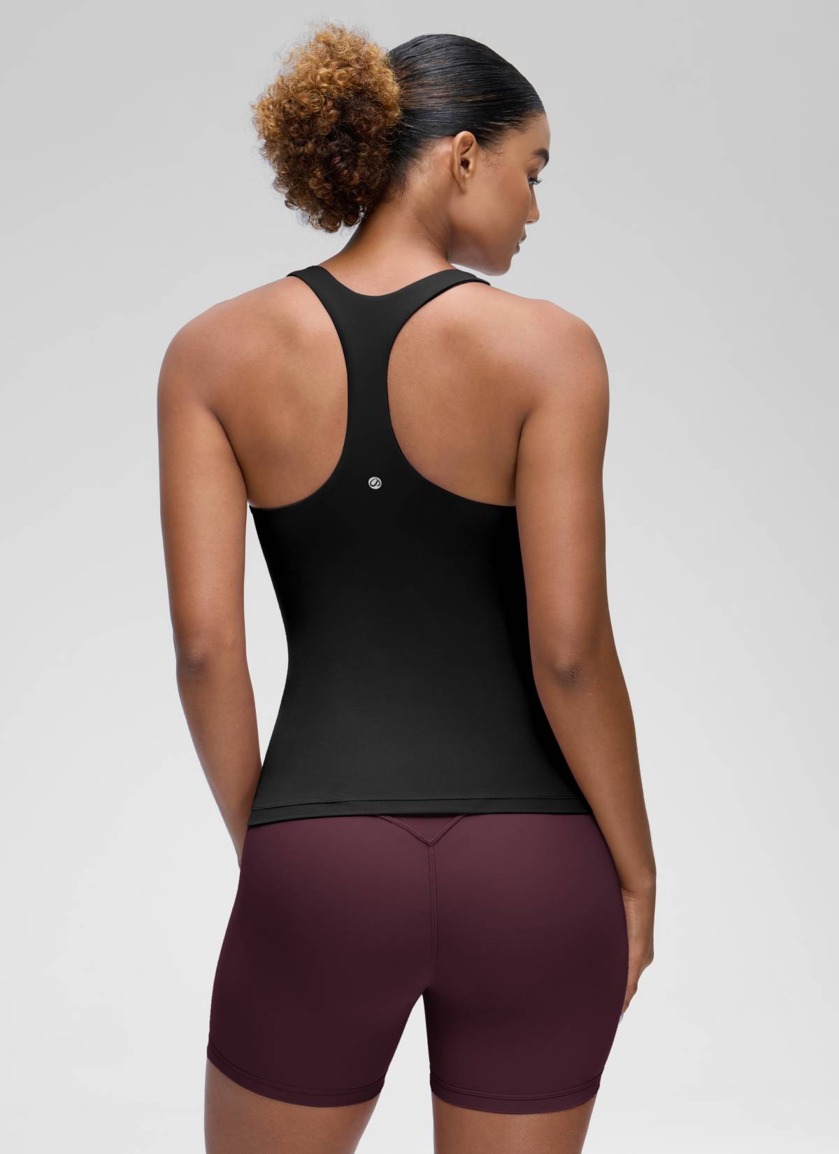 CRZ YOGA Damen Butterluxe Racerback TankTops mit Integriertem BH Schwarz