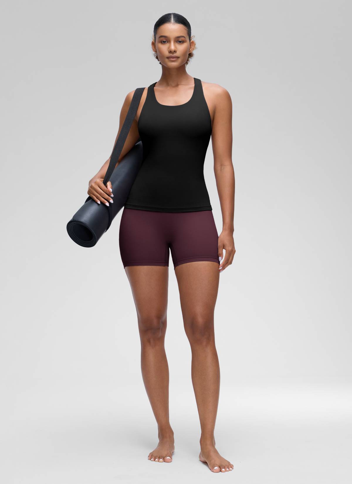 CRZ YOGA Damen Butterluxe Racerback TankTops mit Integriertem BH Schwarz