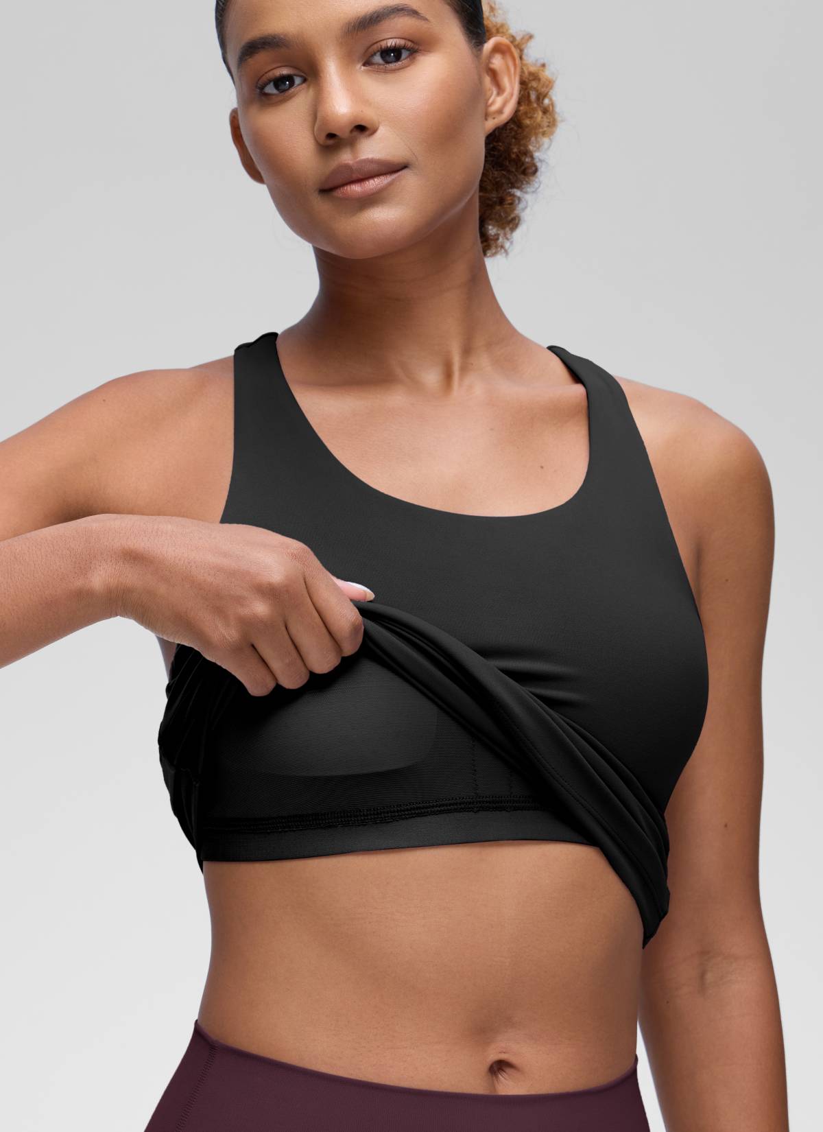 CRZ YOGA Damen Butterluxe Racerback TankTops mit Integriertem BH Schwarz