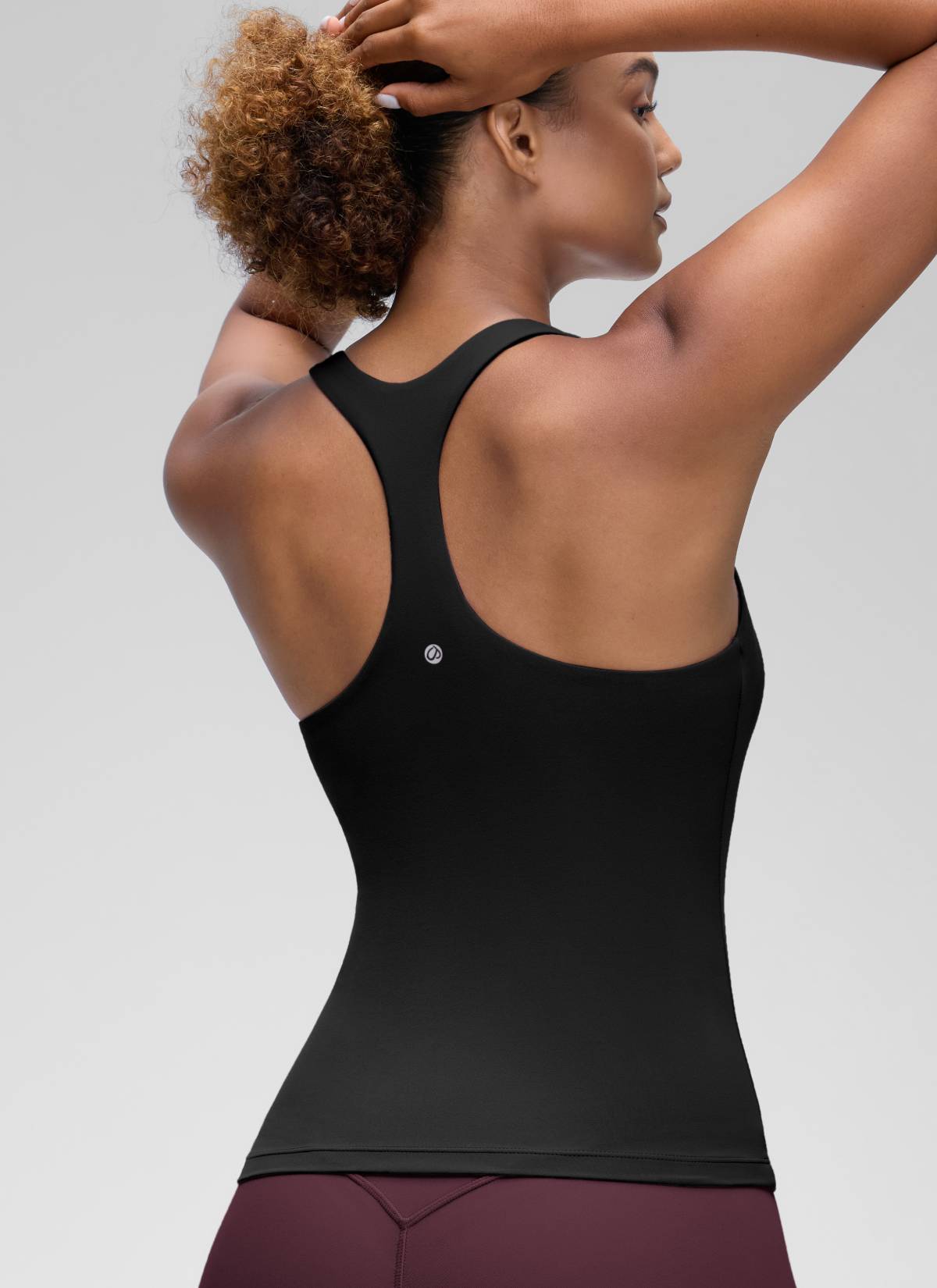 CRZ YOGA Damen Butterluxe Racerback TankTops mit Integriertem BH Schwarz