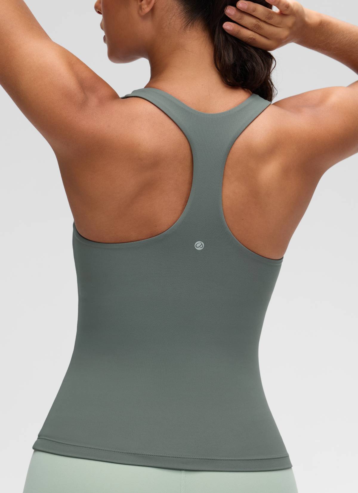CRZ YOGA Damen Butterluxe Racerback TankTops mit Integriertem BH Grauer Salbei