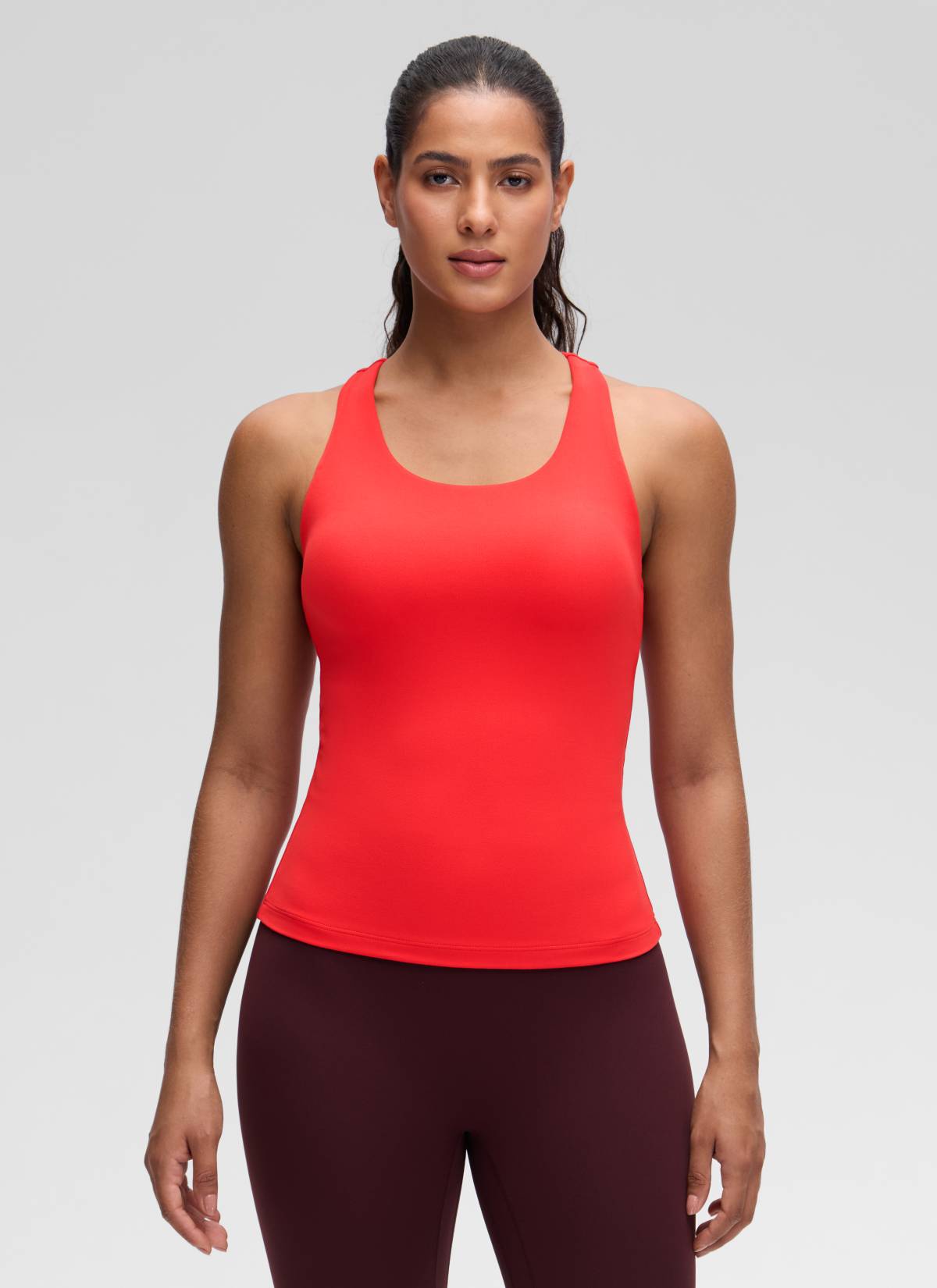 CRZ YOGA Damen Butterluxe Racerback TankTops mit Integriertem BH Tiefrot