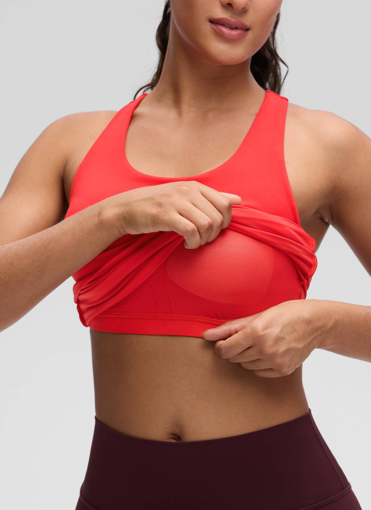 CRZ YOGA Damen Butterluxe Racerback TankTops mit Integriertem BH Tiefrot