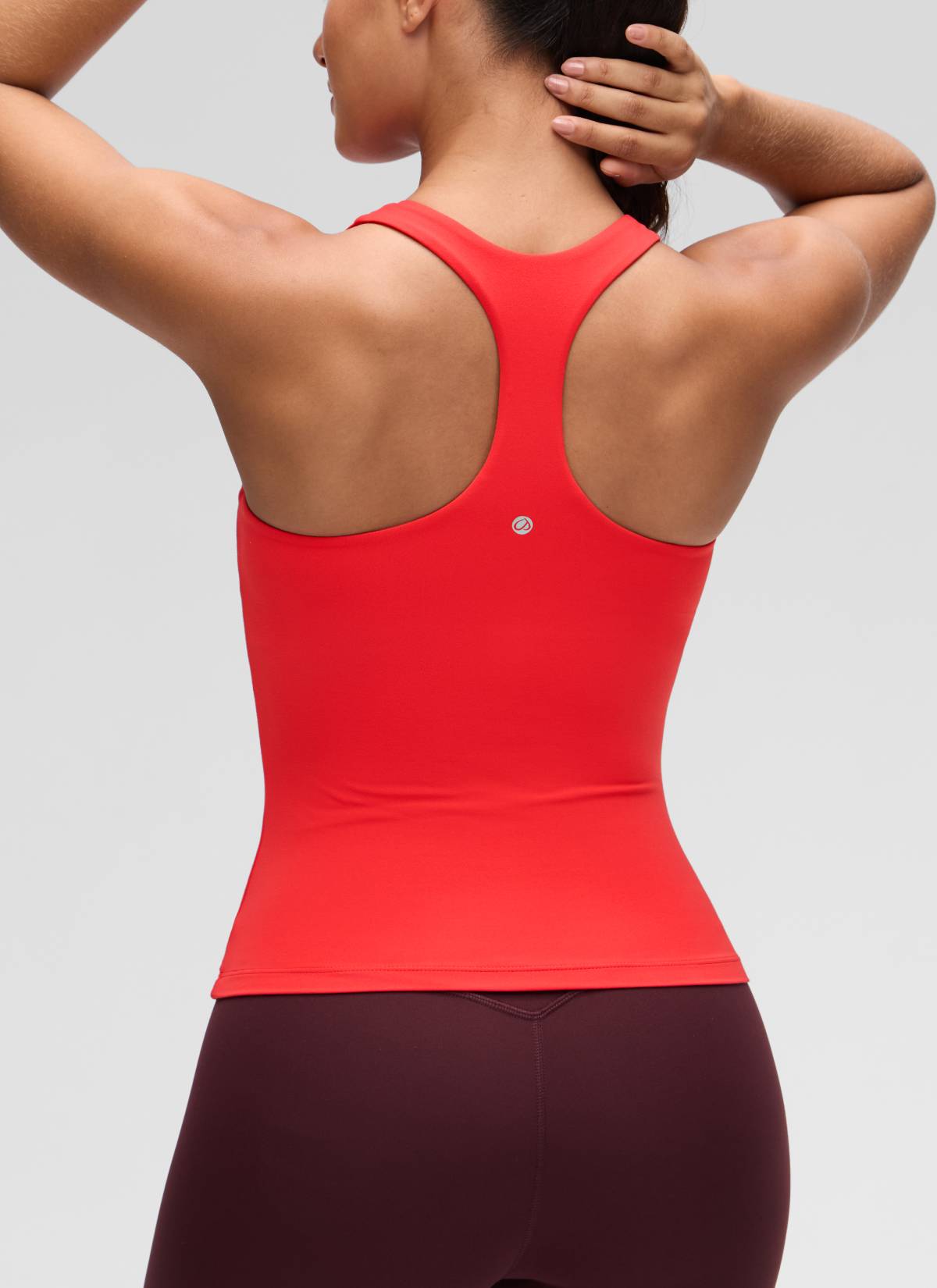 CRZ YOGA Damen Butterluxe Racerback TankTops mit Integriertem BH Tiefrot