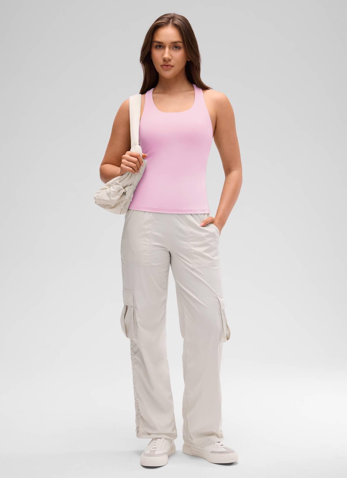 CRZ YOGA Damen Butterluxe Racerback TankTops mit Integriertem BH Rosa Pfingstrose