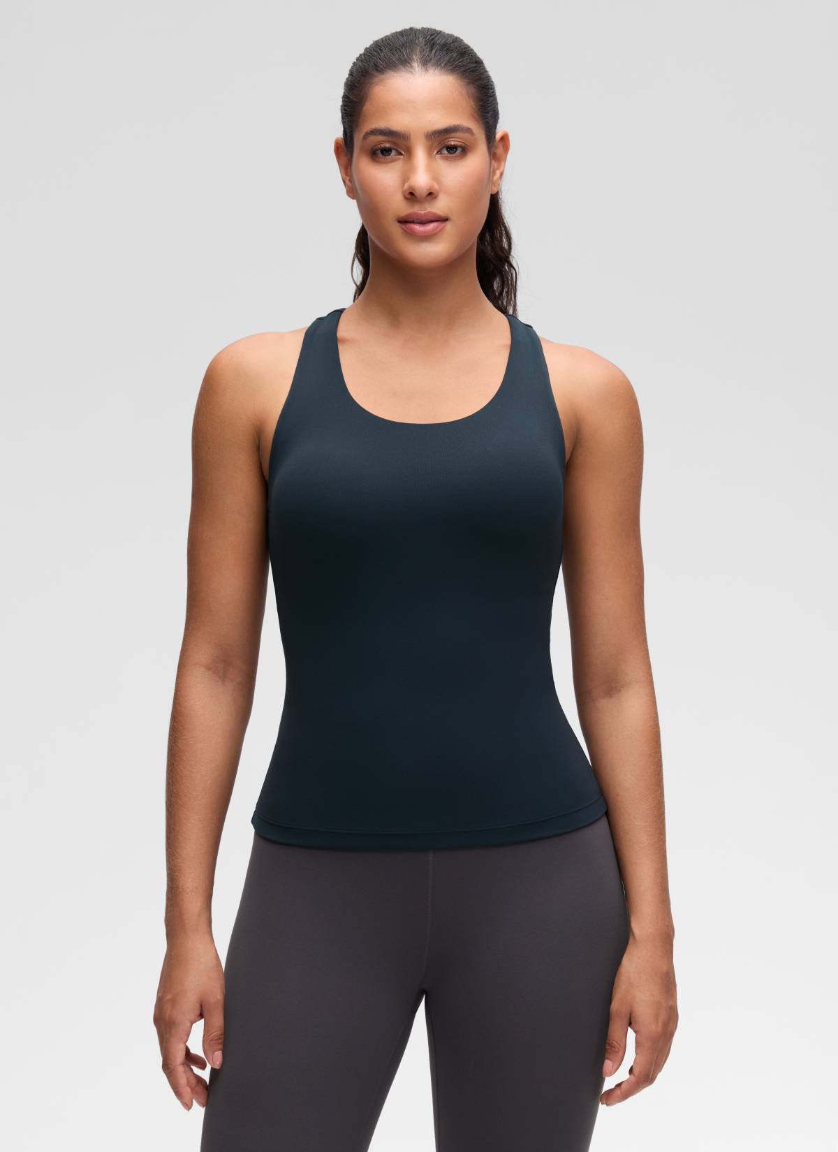 CRZ YOGA Damen Butterluxe Racerback TankTops mit Integriertem BH Echte Marine