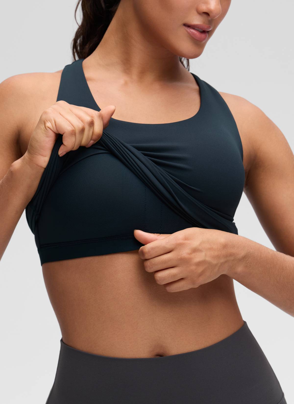 CRZ YOGA Damen Butterluxe Racerback TankTops mit Integriertem BH Echte Marine