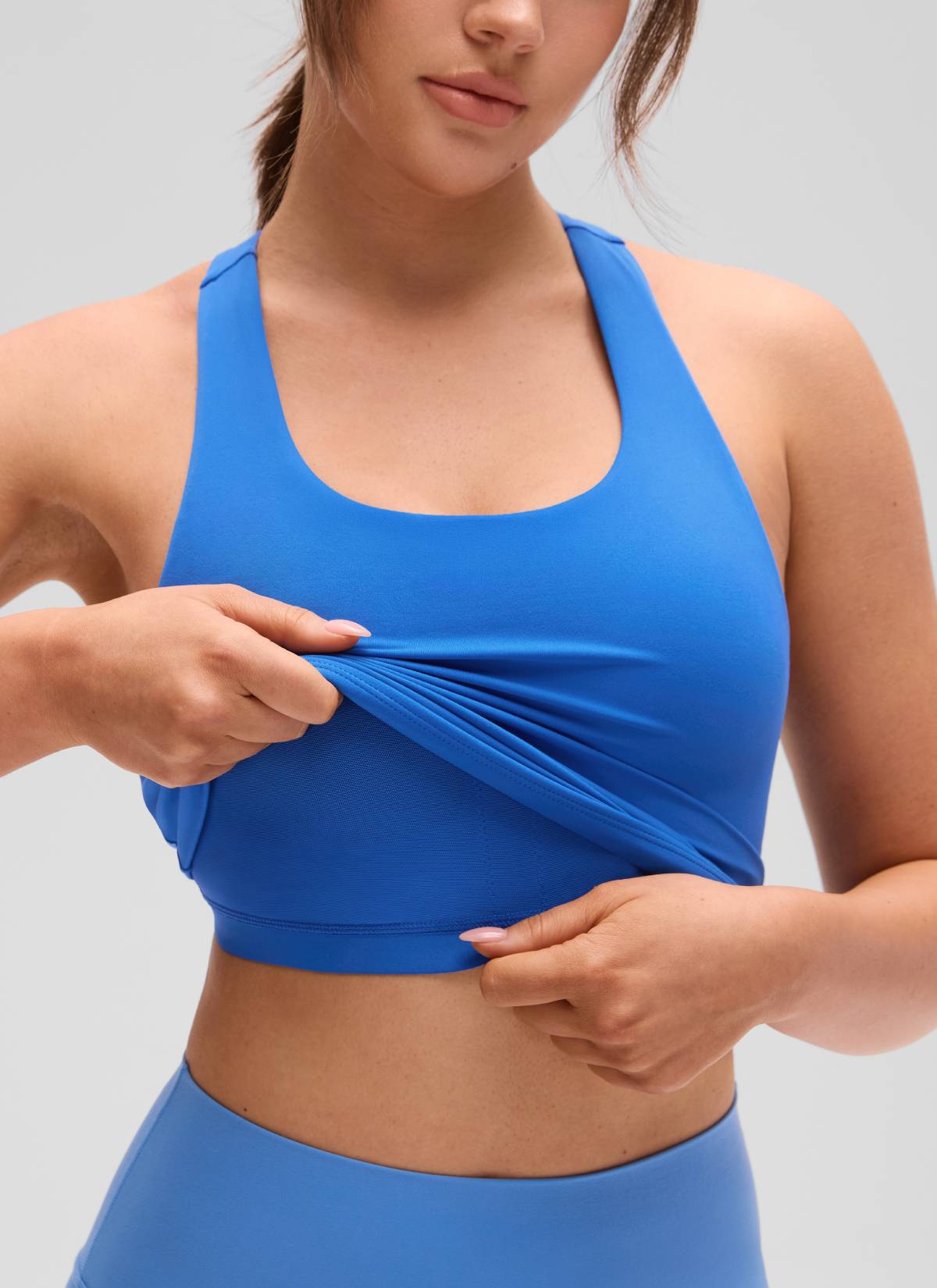 CRZ YOGA Damen Butterluxe Racerback TankTops mit Integriertem BH Funkelndes Blau