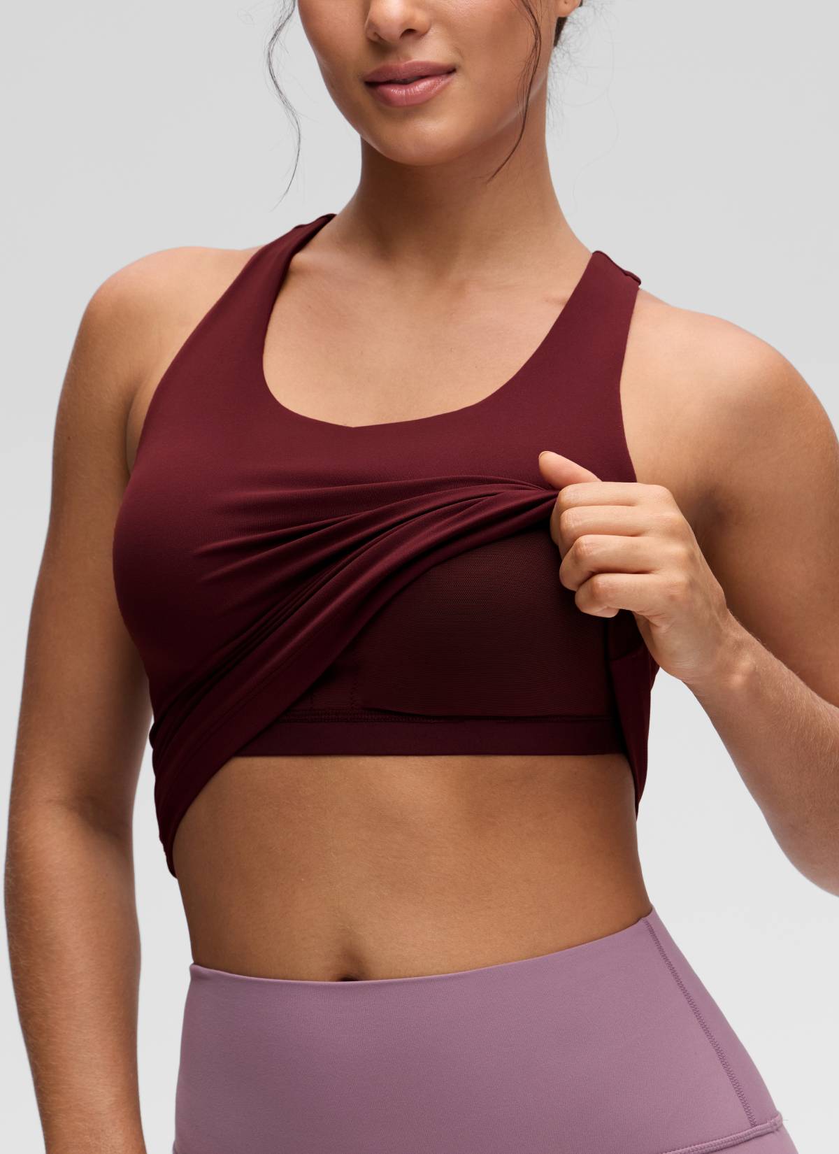 CRZ YOGA Damen Butterluxe Racerback TankTops mit Integriertem BH Roter Merlot
