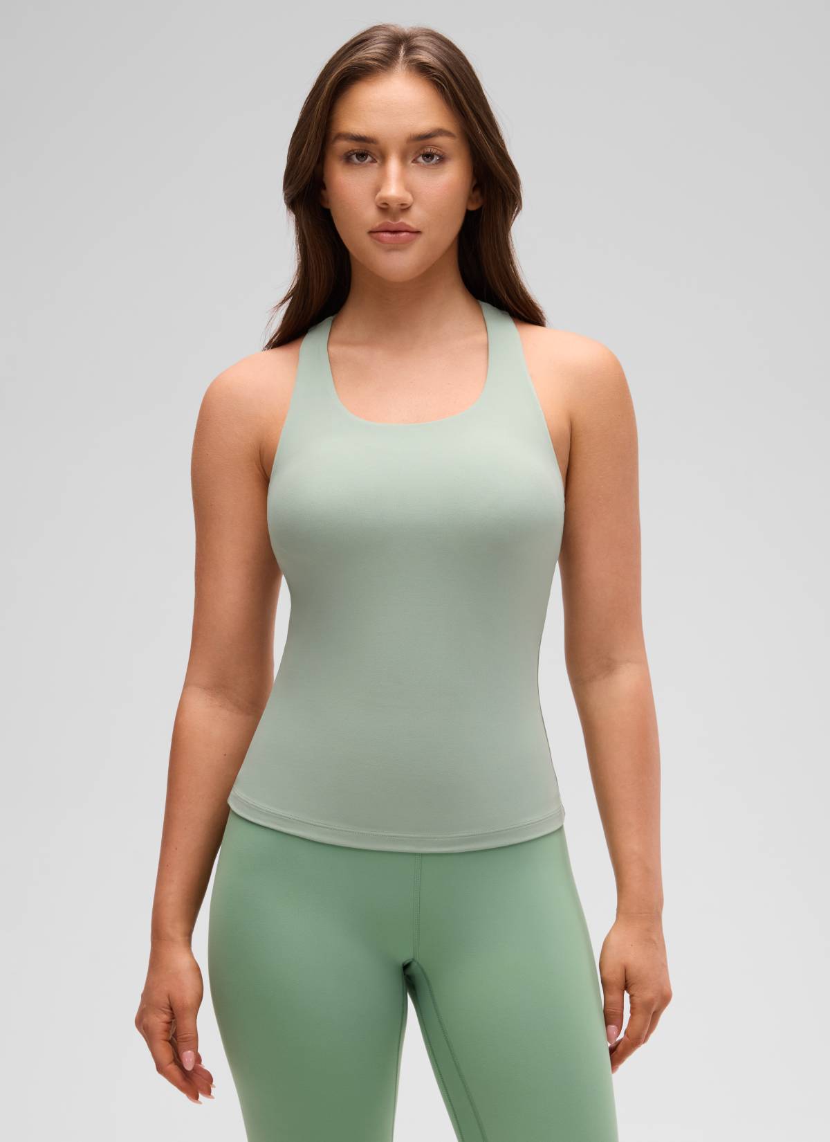 CRZ YOGA Damen Butterluxe Racerback TankTops mit Integriertem BH Grüner Palmenhof