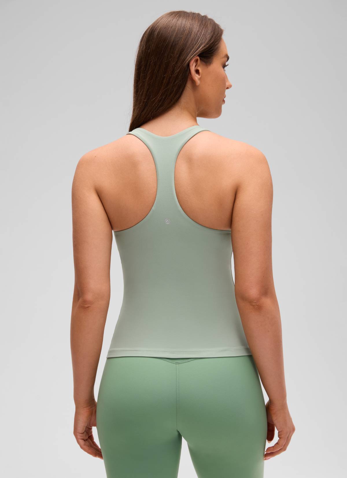 CRZ YOGA Damen Butterluxe Racerback TankTops mit Integriertem BH Grüner Palmenhof