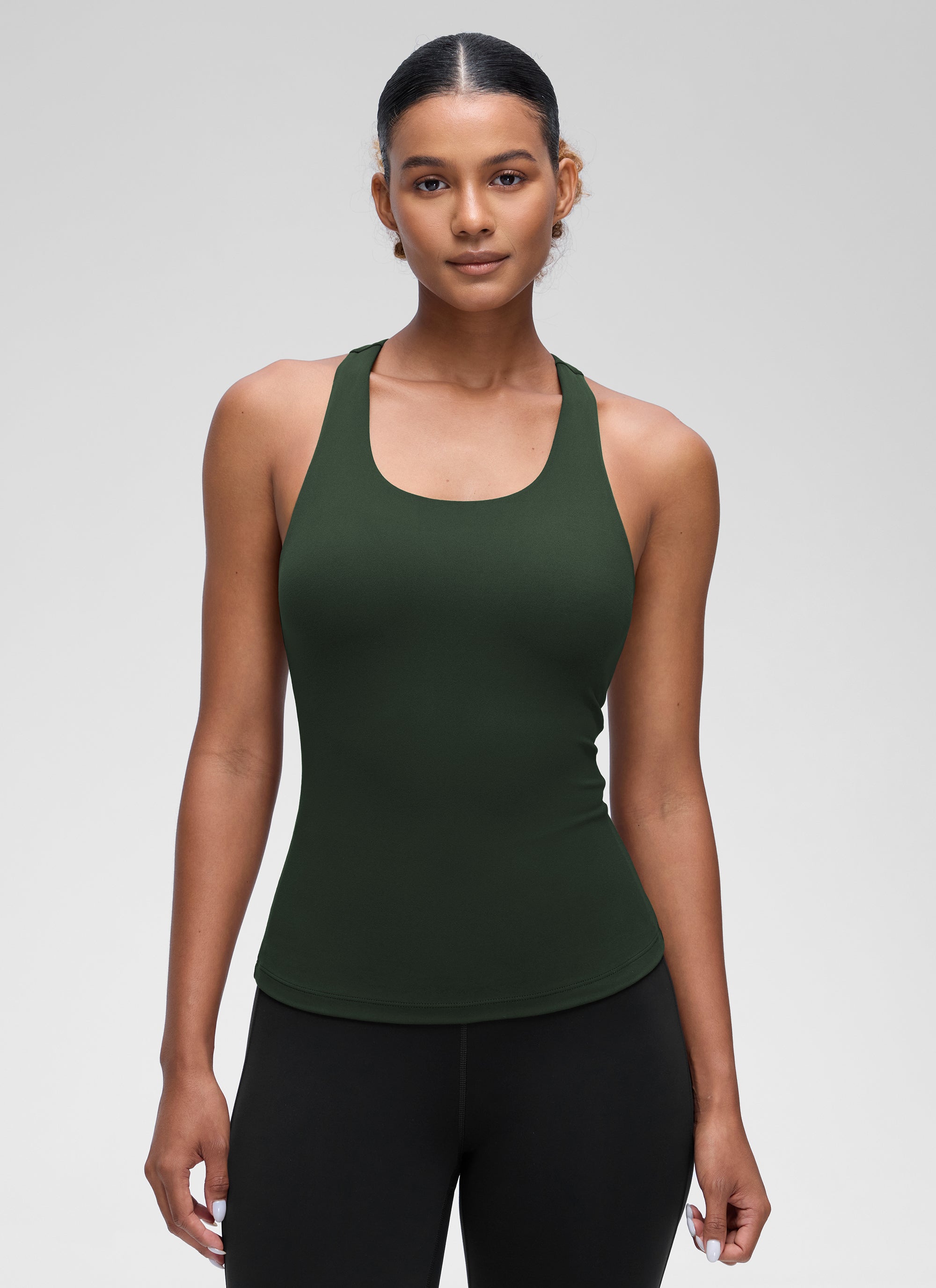 CRZ YOGA Damen Butterluxe Racerback TankTops mit Integriertem BH Legende Grün