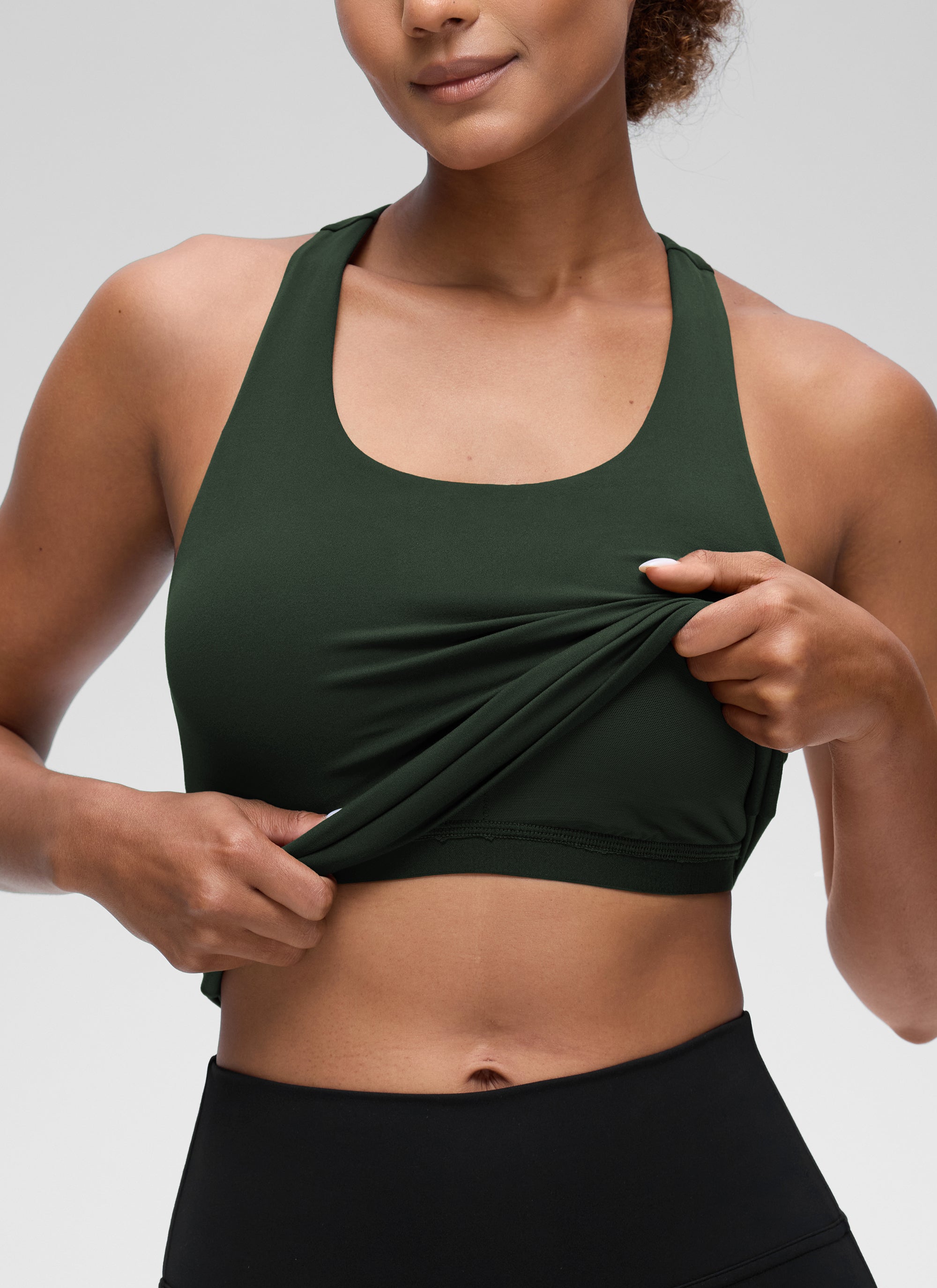 CRZ YOGA Damen Butterluxe Racerback TankTops mit Integriertem BH Legende Grün