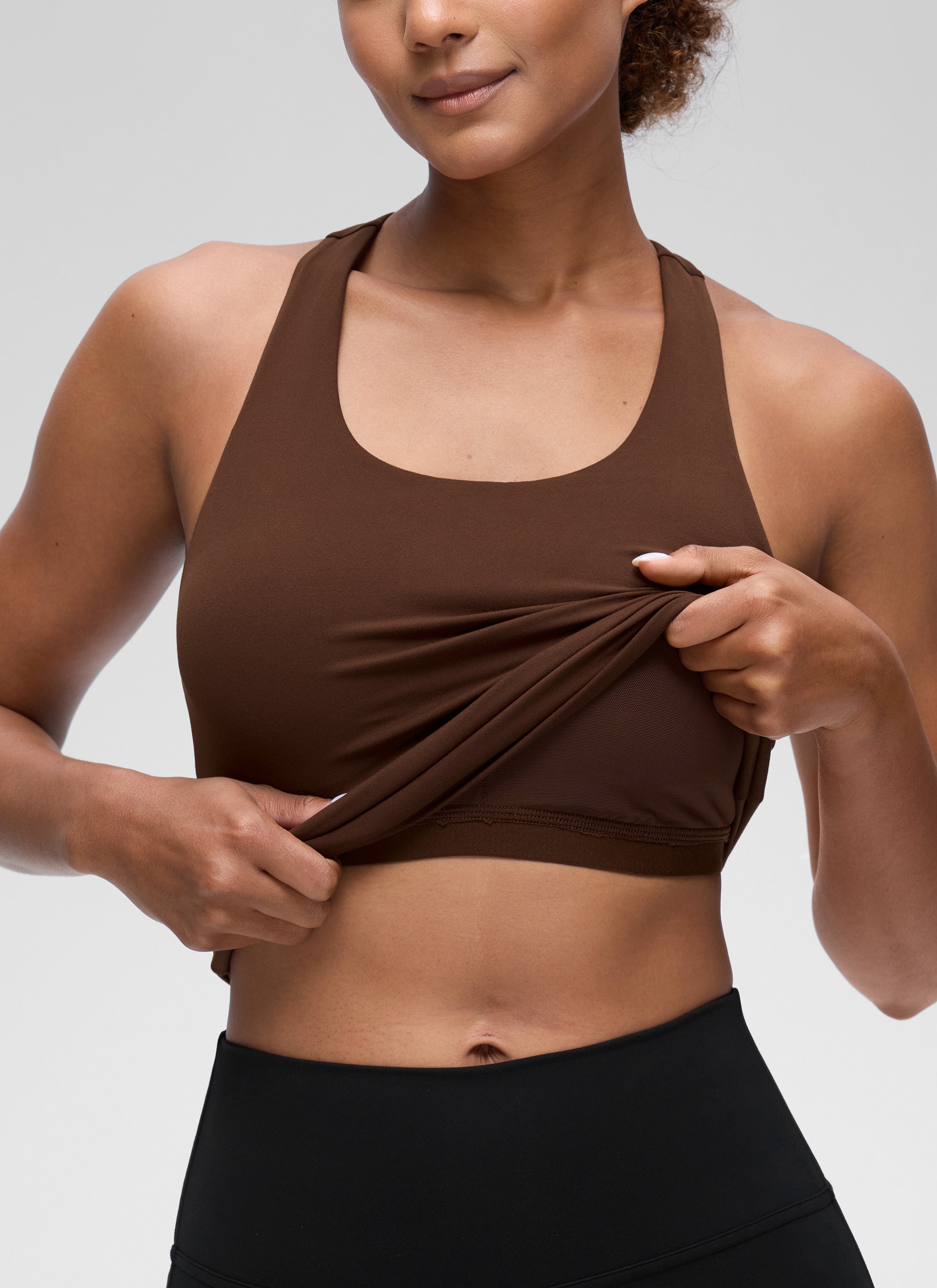 CRZ YOGA Damen Butterluxe Racerback TankTops mit Integriertem BH Lava Braun