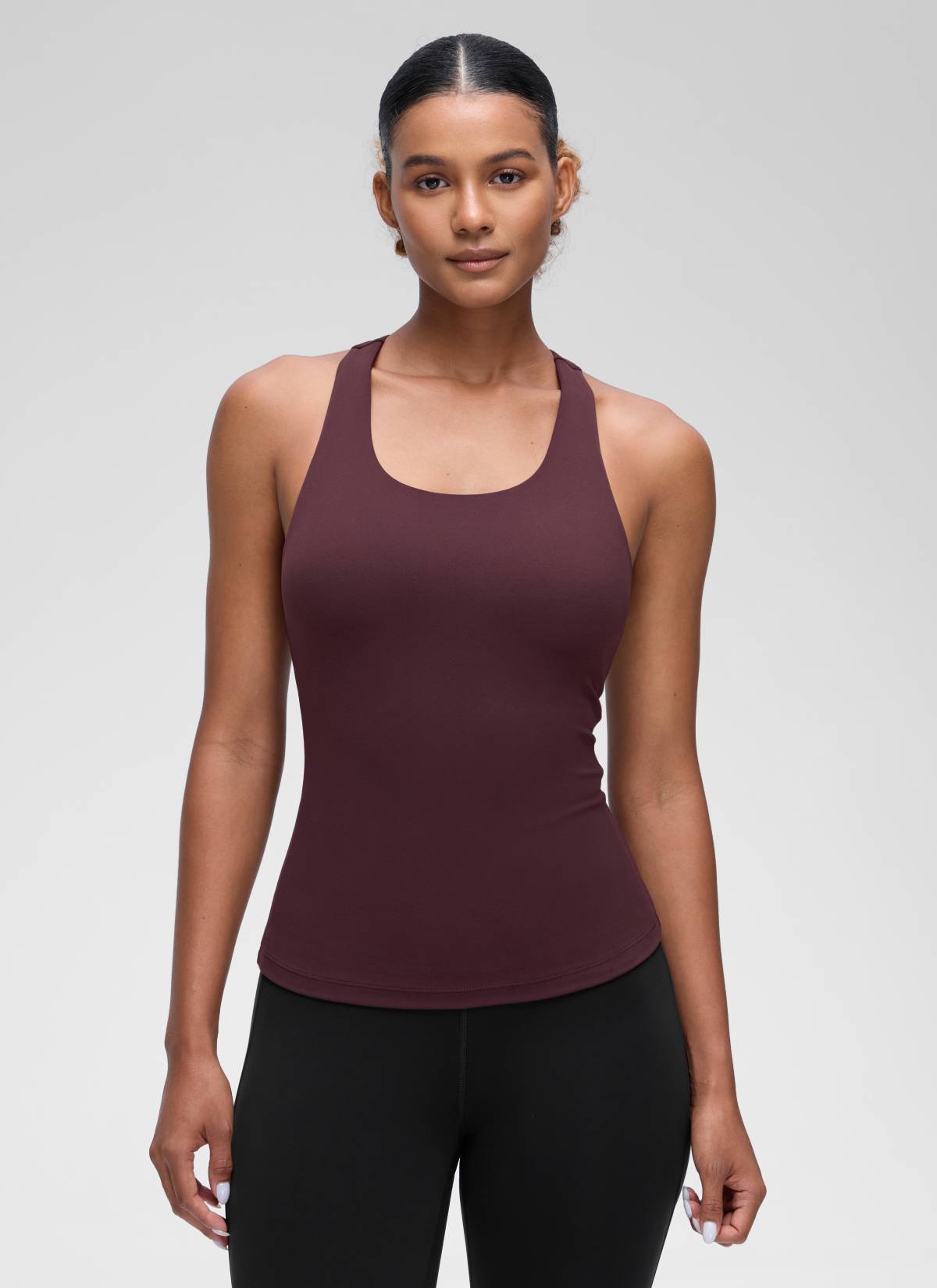 CRZ YOGA Damen Butterluxe Racerback TankTops mit Integriertem BH Reife Pflaume