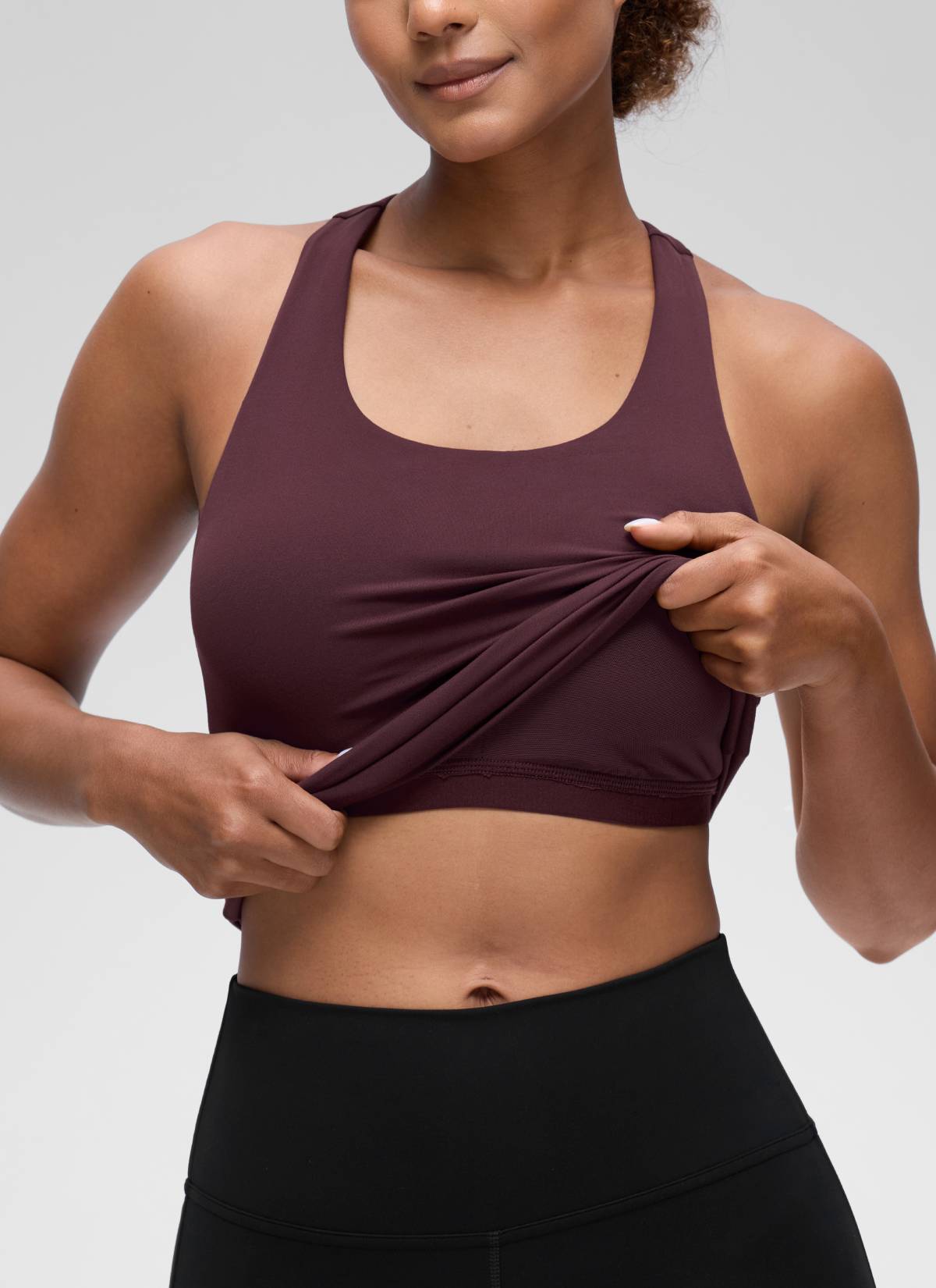 CRZ YOGA Damen Butterluxe Racerback TankTops mit Integriertem BH Reife Pflaume
