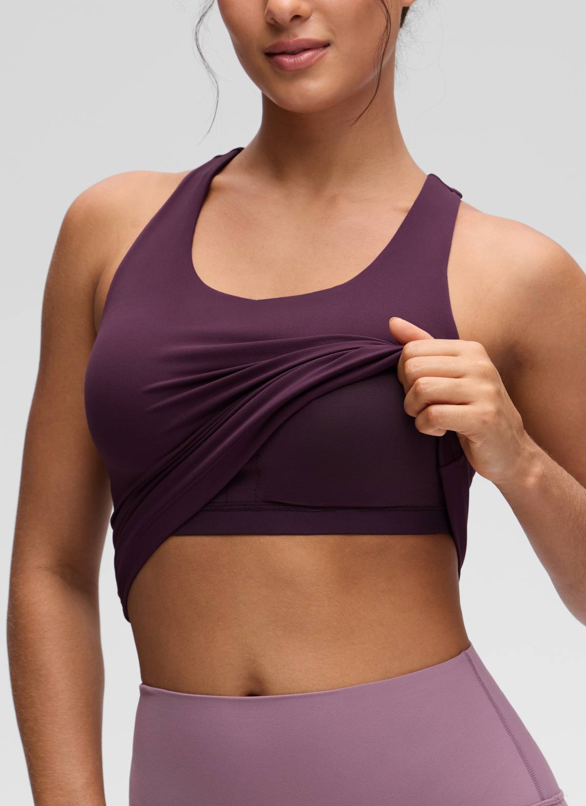 CRZ YOGA Damen Butterluxe Racerback TankTops mit Integriertem BH Dunkellila