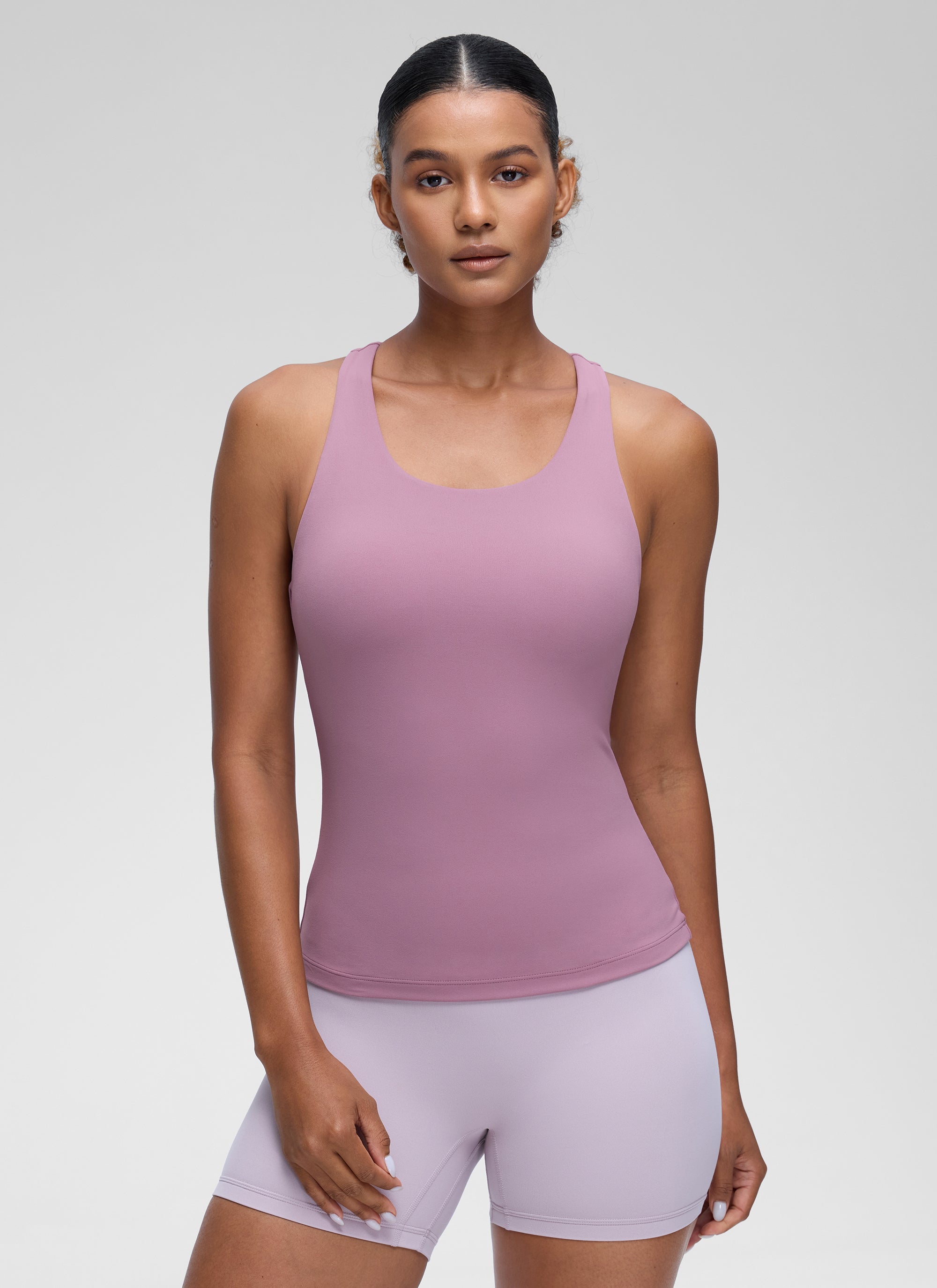 CRZ YOGA Damen Butterluxe Racerback TankTops mit Integriertem BH Lavendel Hell