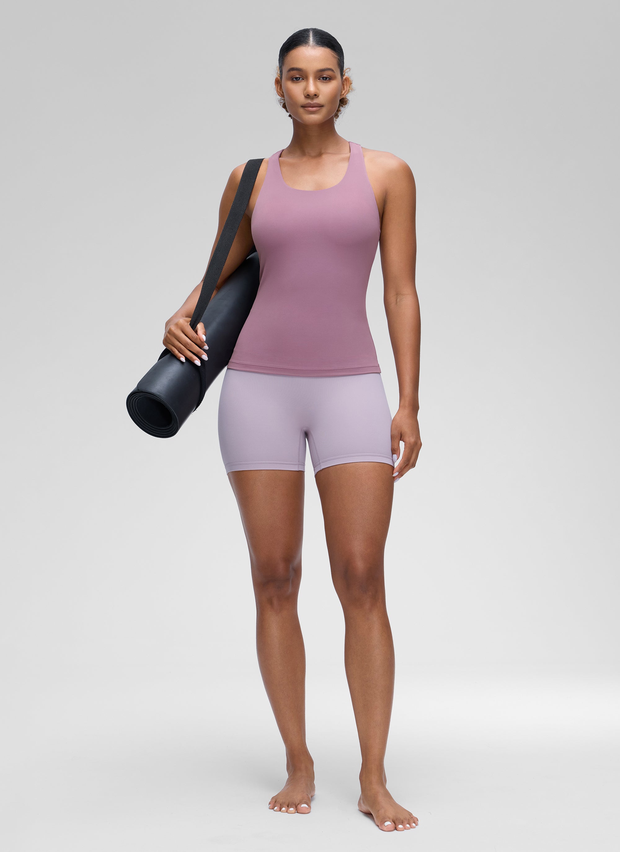 CRZ YOGA Damen Butterluxe Racerback TankTops mit Integriertem BH Lavendel Hell