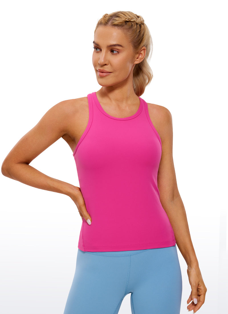 CRZ YOGA Damen Butterluxe Racerback Crop Top High Neck Gym Tank Top Hibiskus-Purpur