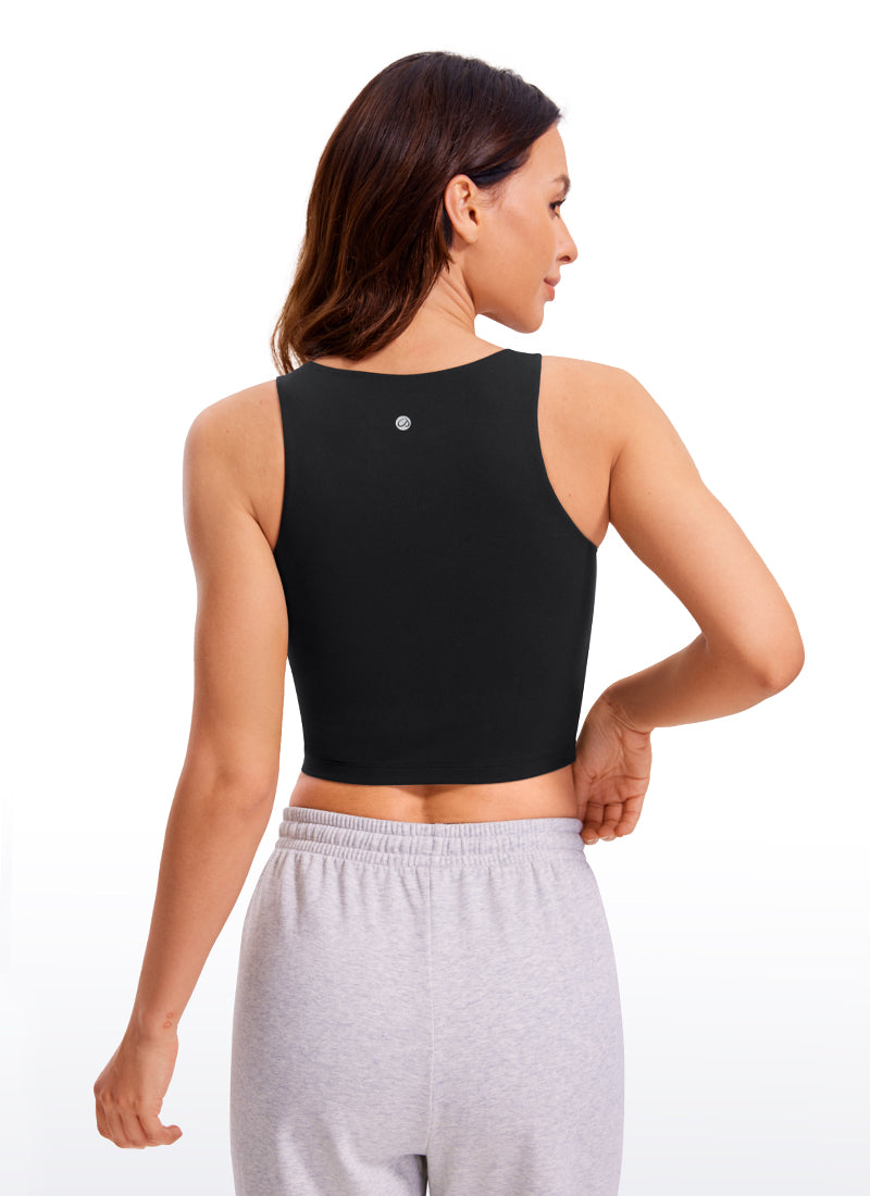 CRZ YOGA Damen Butterluxe Doppelt Gefüttert Racerback Crop Tanktops Schwarz
