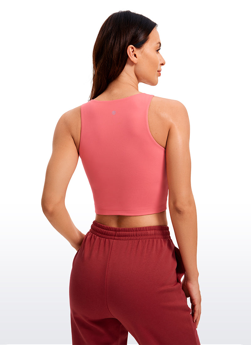 CRZ YOGA Damen Butterluxe Doppelt Gefüttert Racerback Crop Tanktops Himbeersorbet