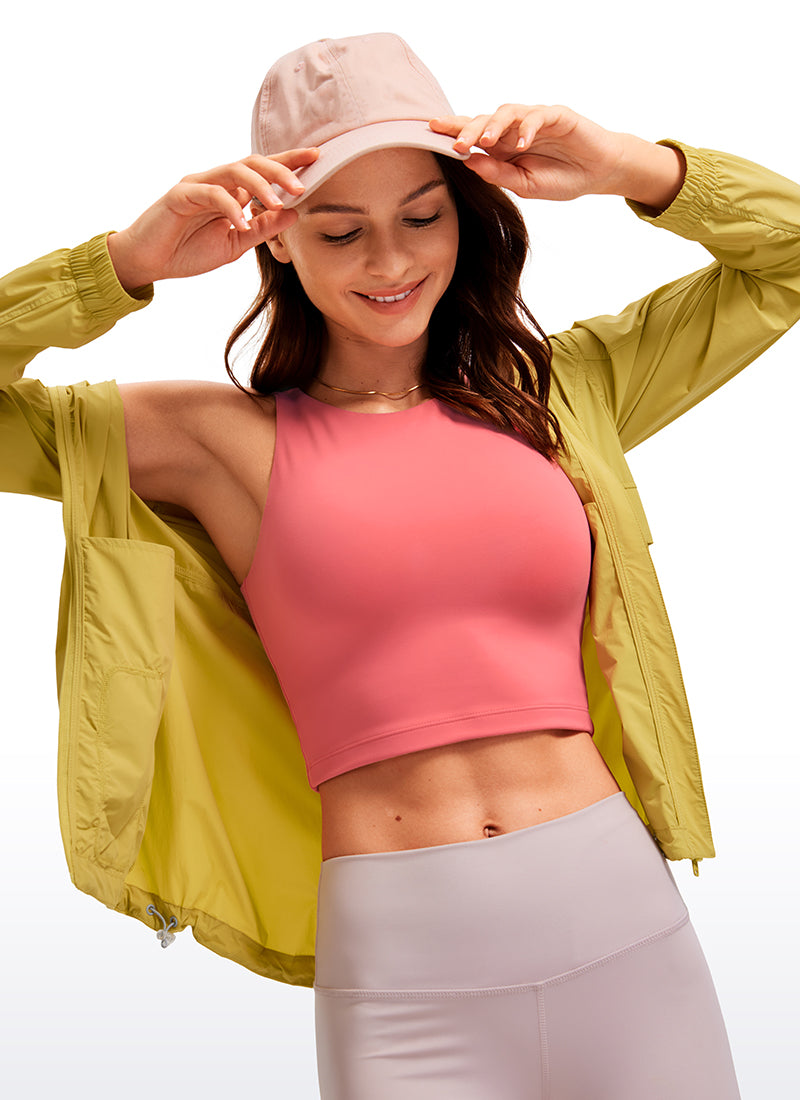 CRZ YOGA Damen Butterluxe Doppelt Gefüttert Racerback Crop Tanktops Himbeersorbet